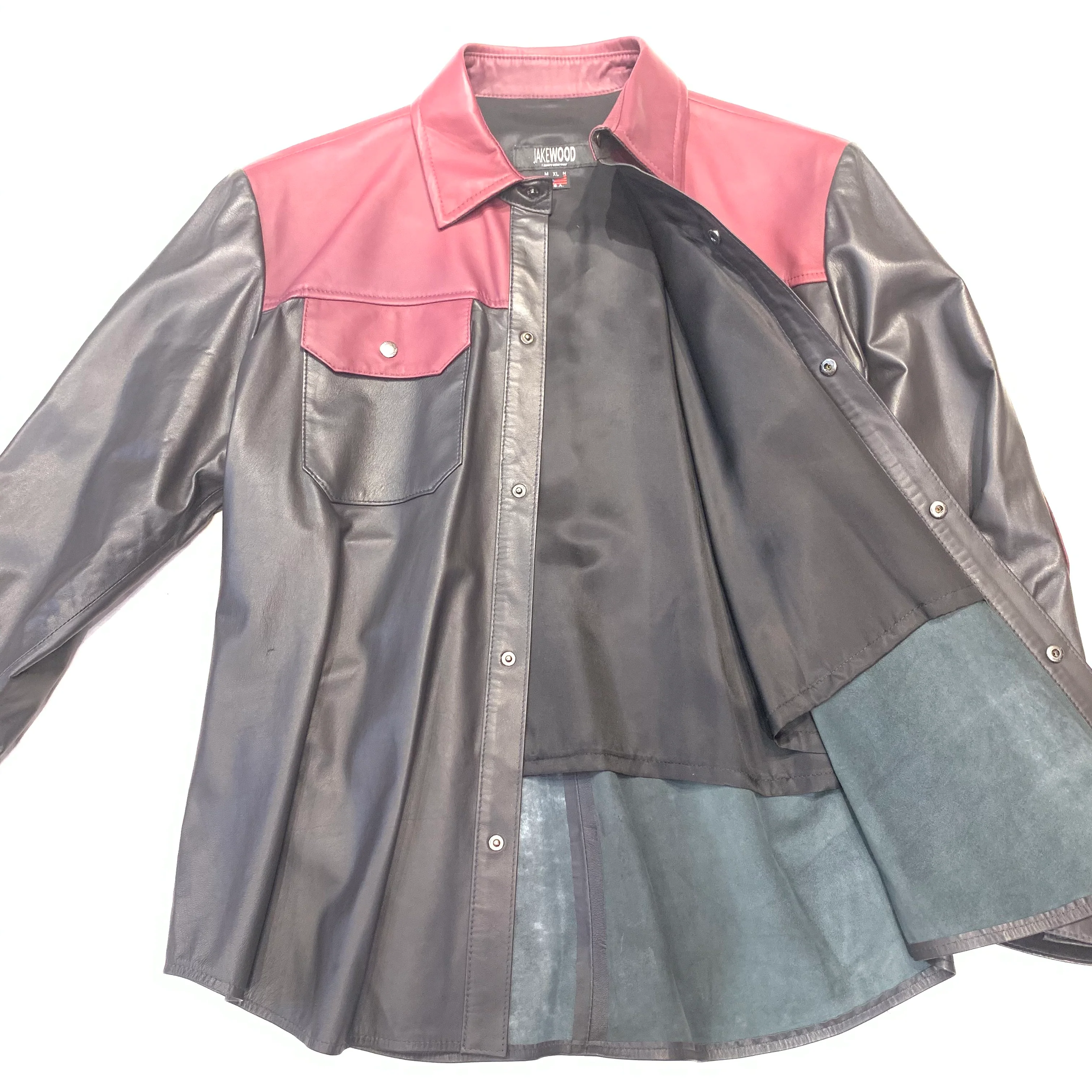 Kashani Men's Black/Wine LambSkin Shirt - Image 4