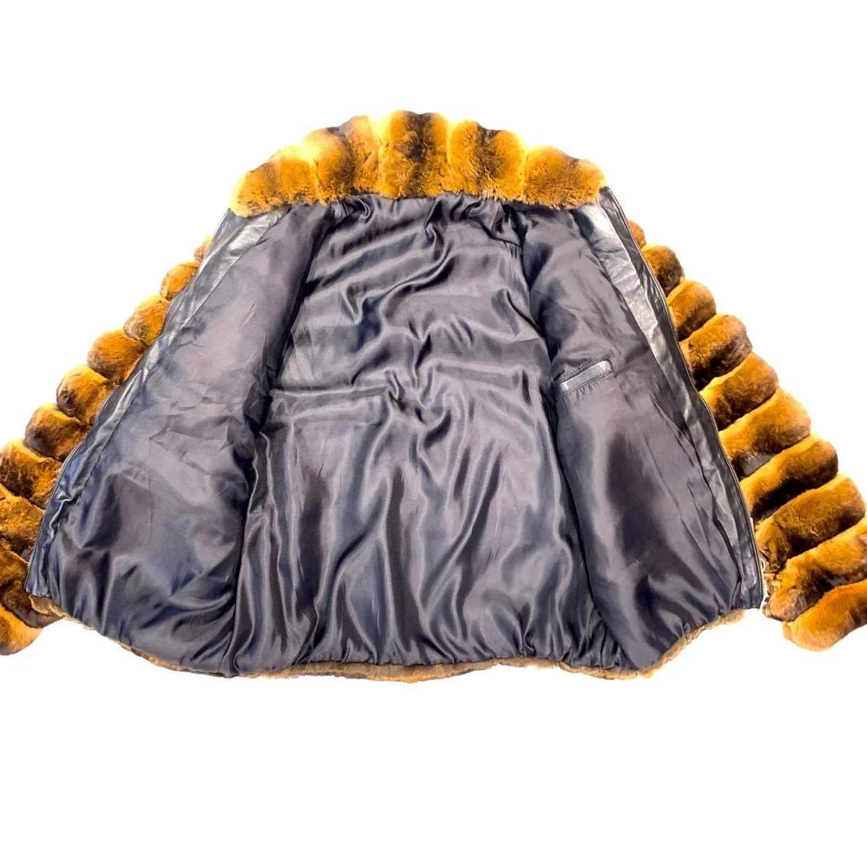 Kashani Men's Brown Full Chinchilla Fur Coat - Image 4