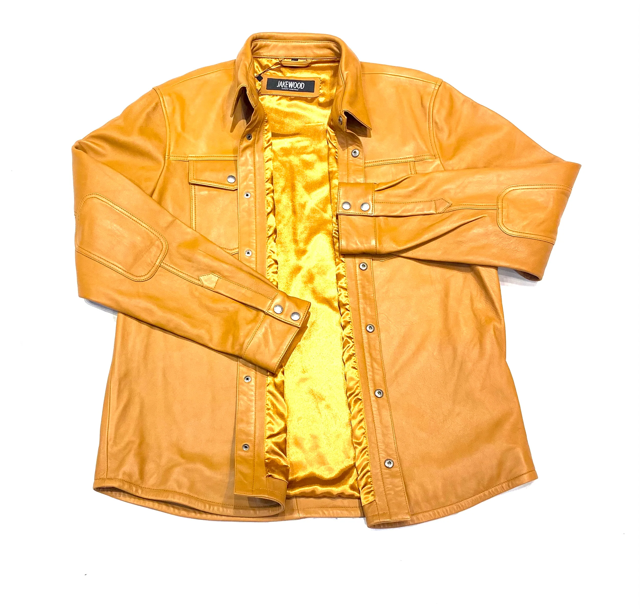 Kashani Men's Caramel Lambskin Button-Up Shirt - Image 6