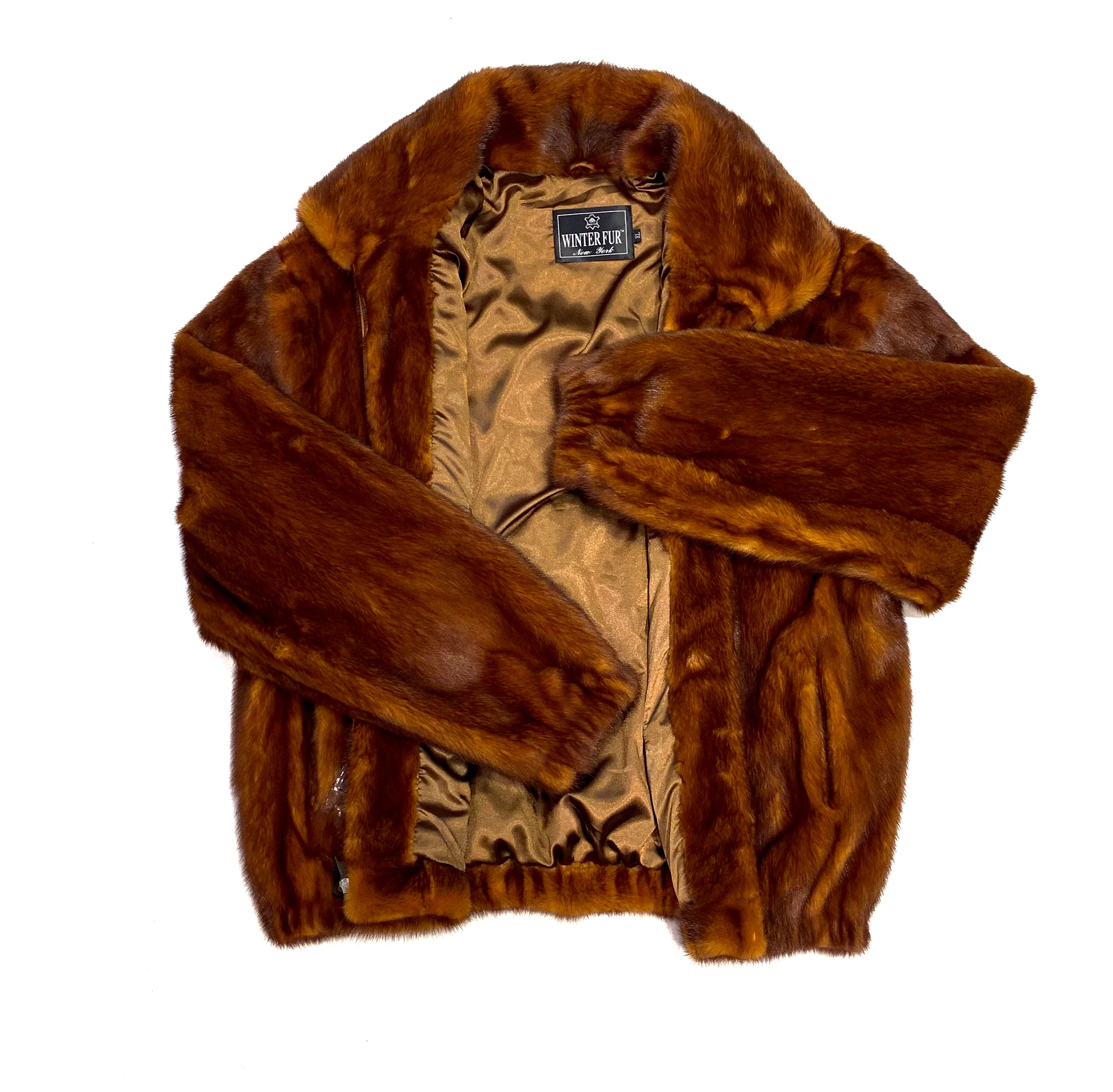 Kashani Men's Cognac Full Mink Fur Coat - Image 6