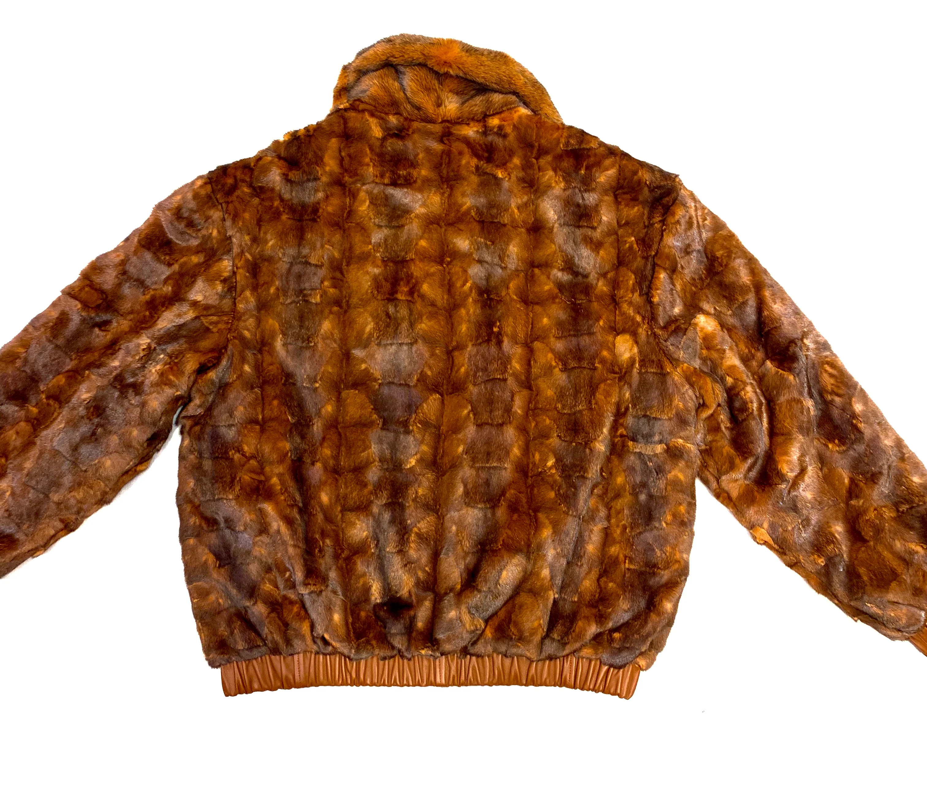 Kashani Men's Cognac Reversible Leather Mink Coat - Image 5