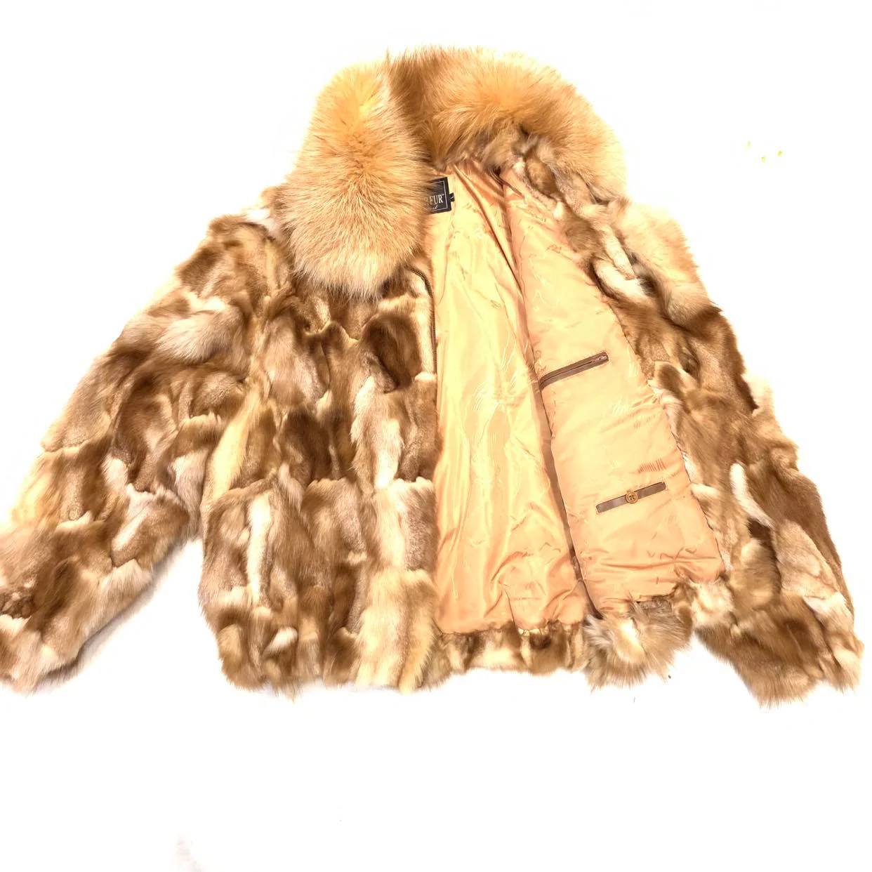 Kashani Men's Red Fox Diamond Cut Fur Coat - Image 2