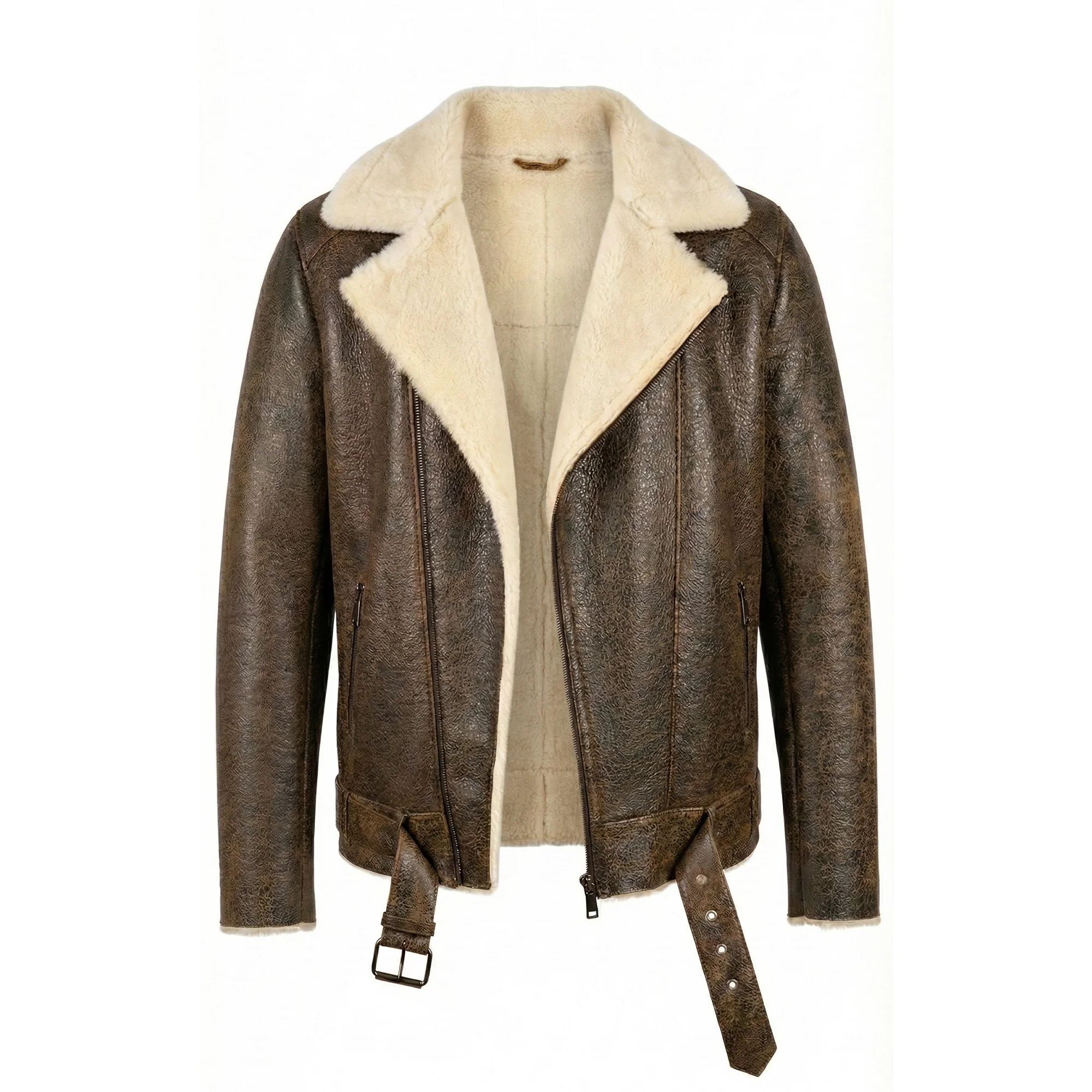Kashani Men's Distressed Shearling Biker