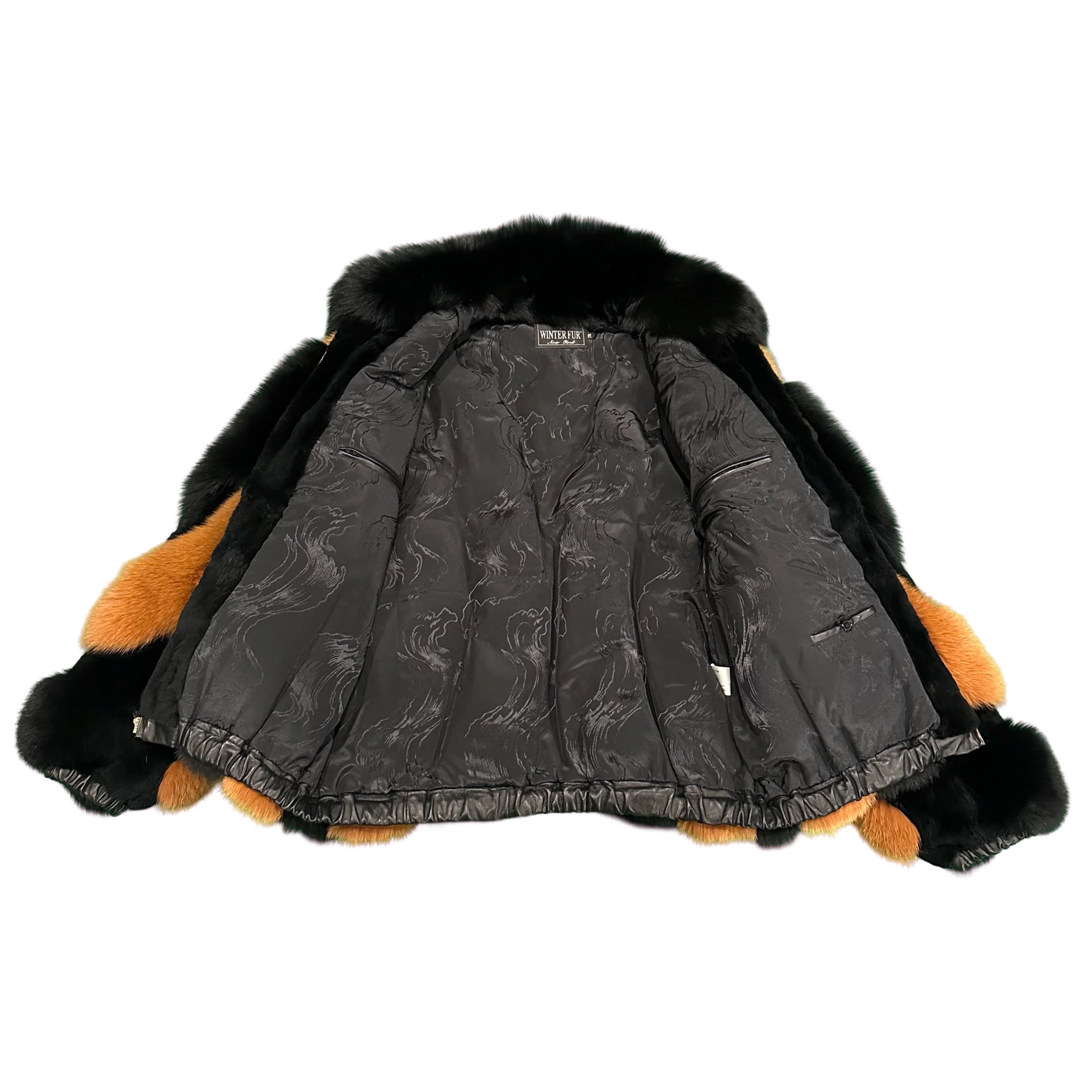 Kashani Men's Full Black/Whiskey Fox Fur Coat - Image 4