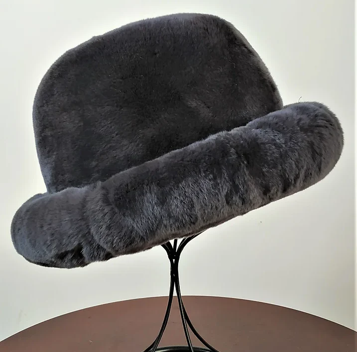Kashani Men's Gray Rex Rabbit Fur Top Hat