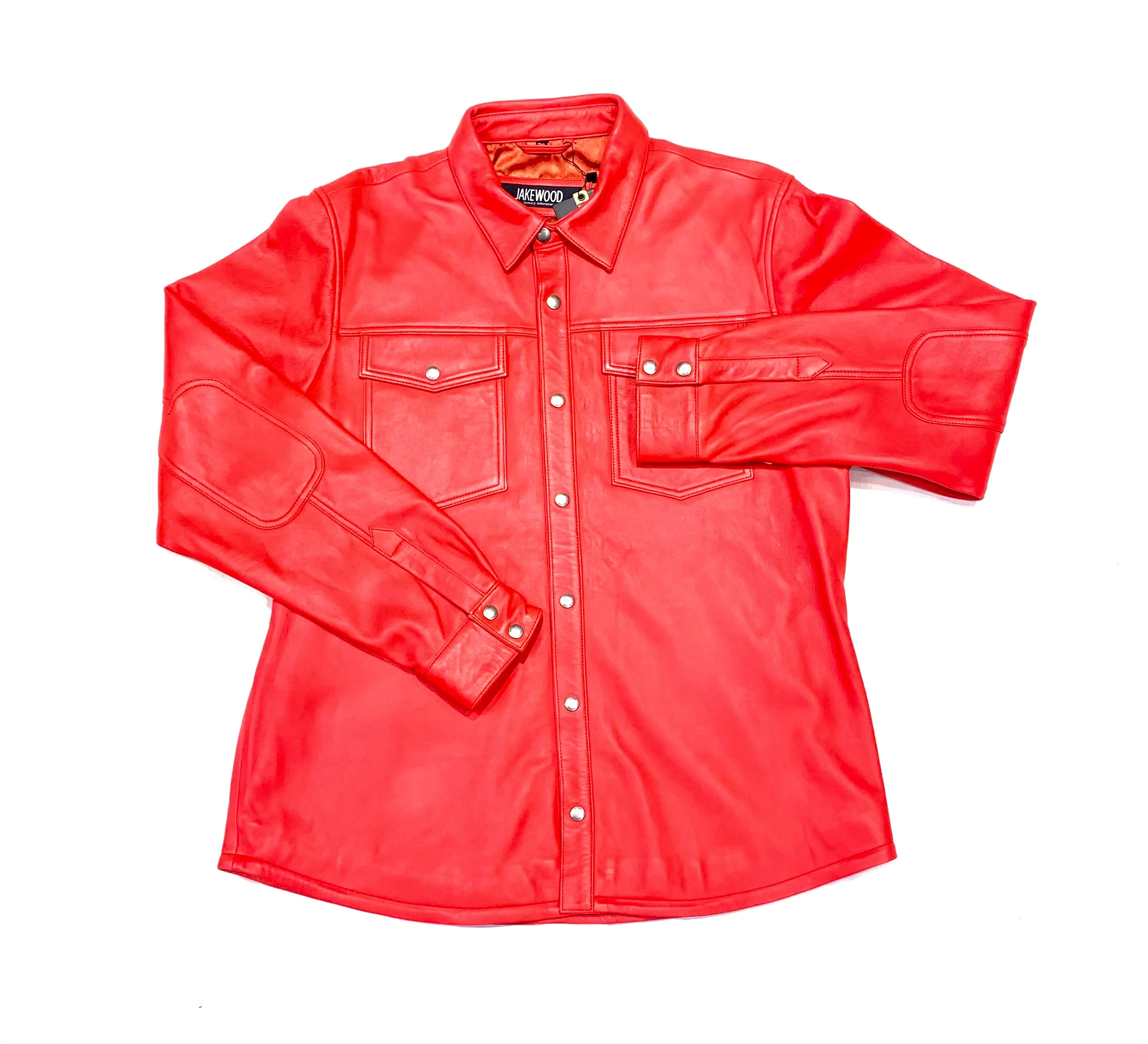 Kashani Men's Light Red Lambskin Button-Up Shirt - Image 3