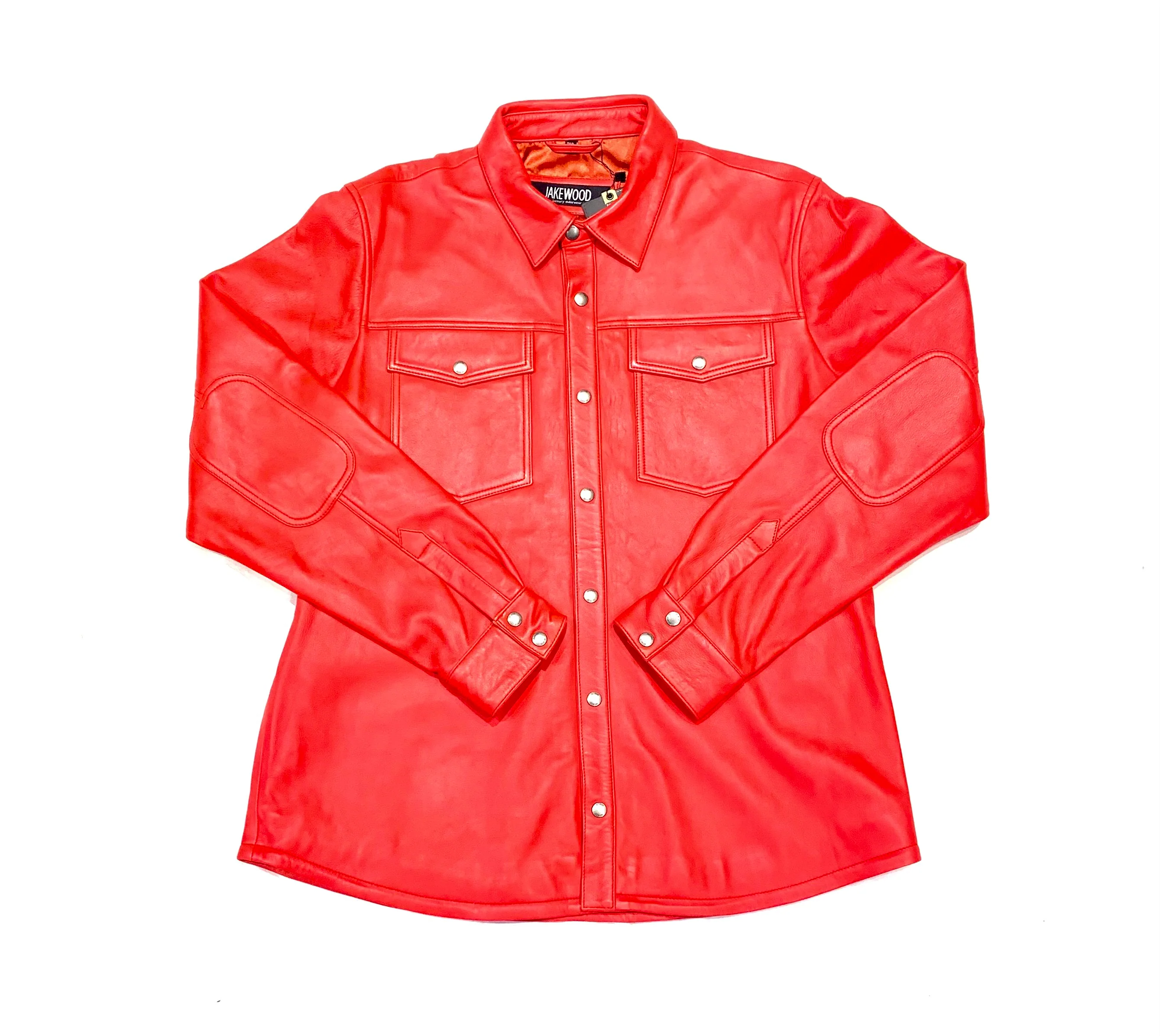 Kashani Men's Light Red Lambskin Button-Up Shirt - Image 4
