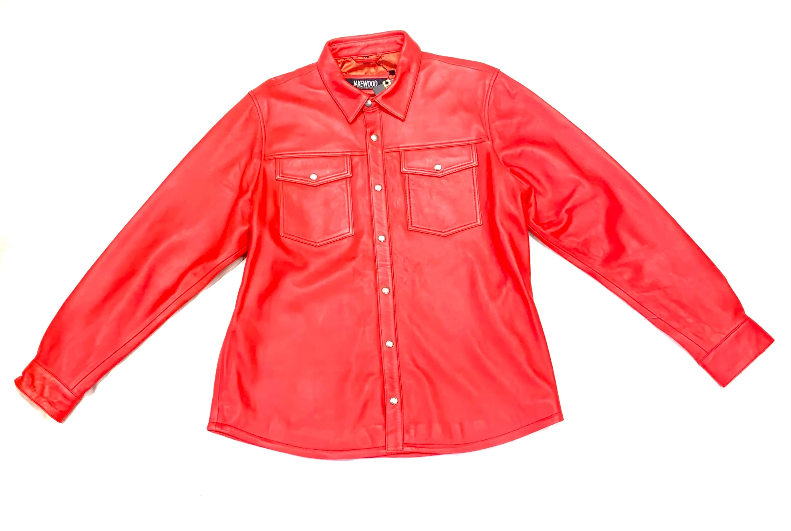 Kashani Men's Light Red Lambskin Button-Up Shirt - Image 5