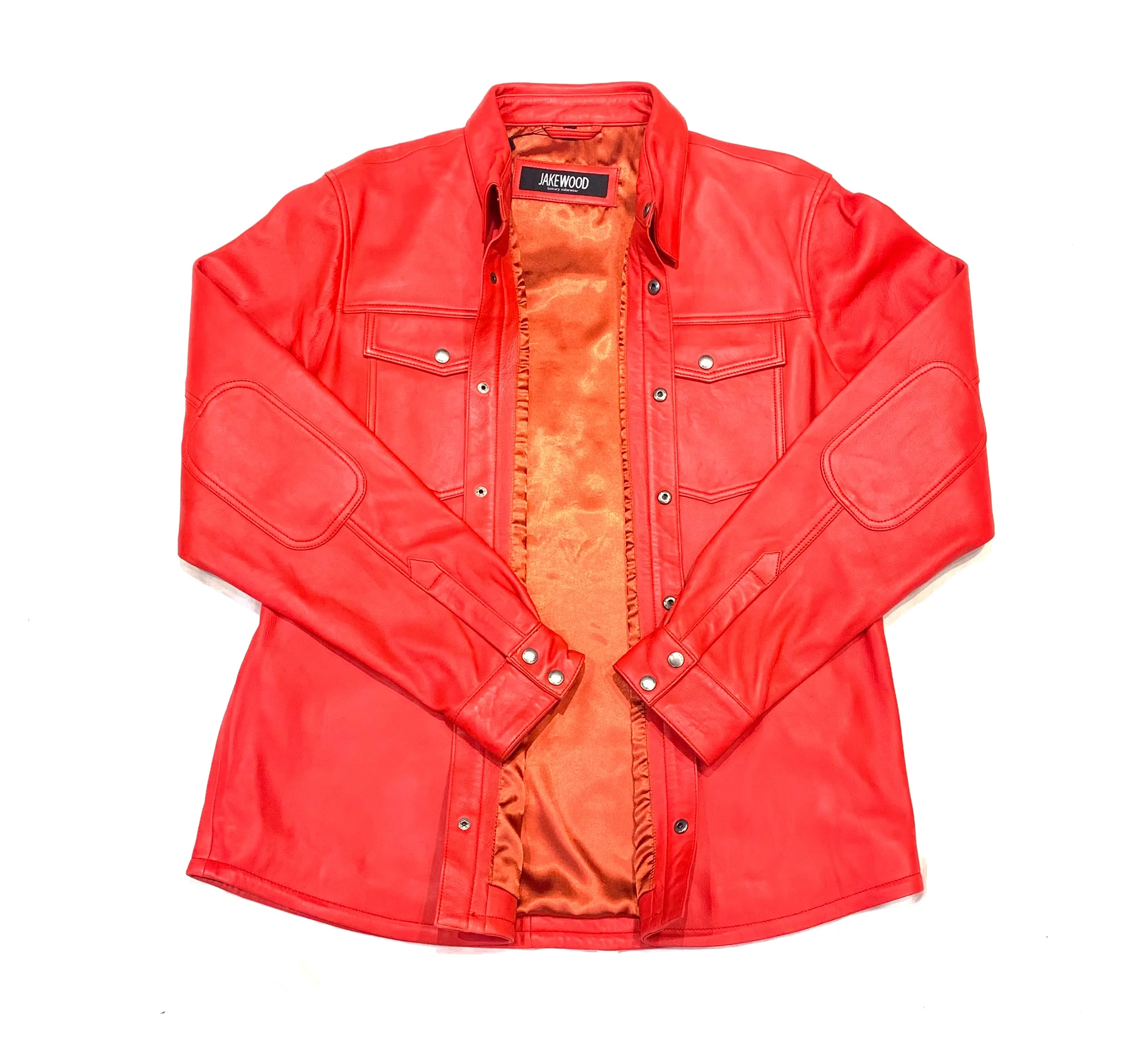 Kashani Men's Light Red Lambskin Button-Up Shirt - Image 6
