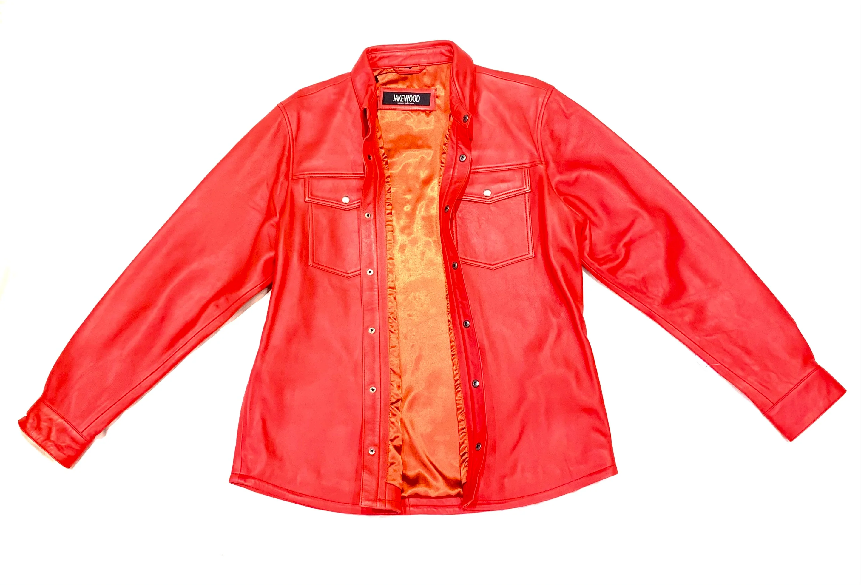 Kashani Men's Light Red Lambskin Button-Up Shirt - Image 8