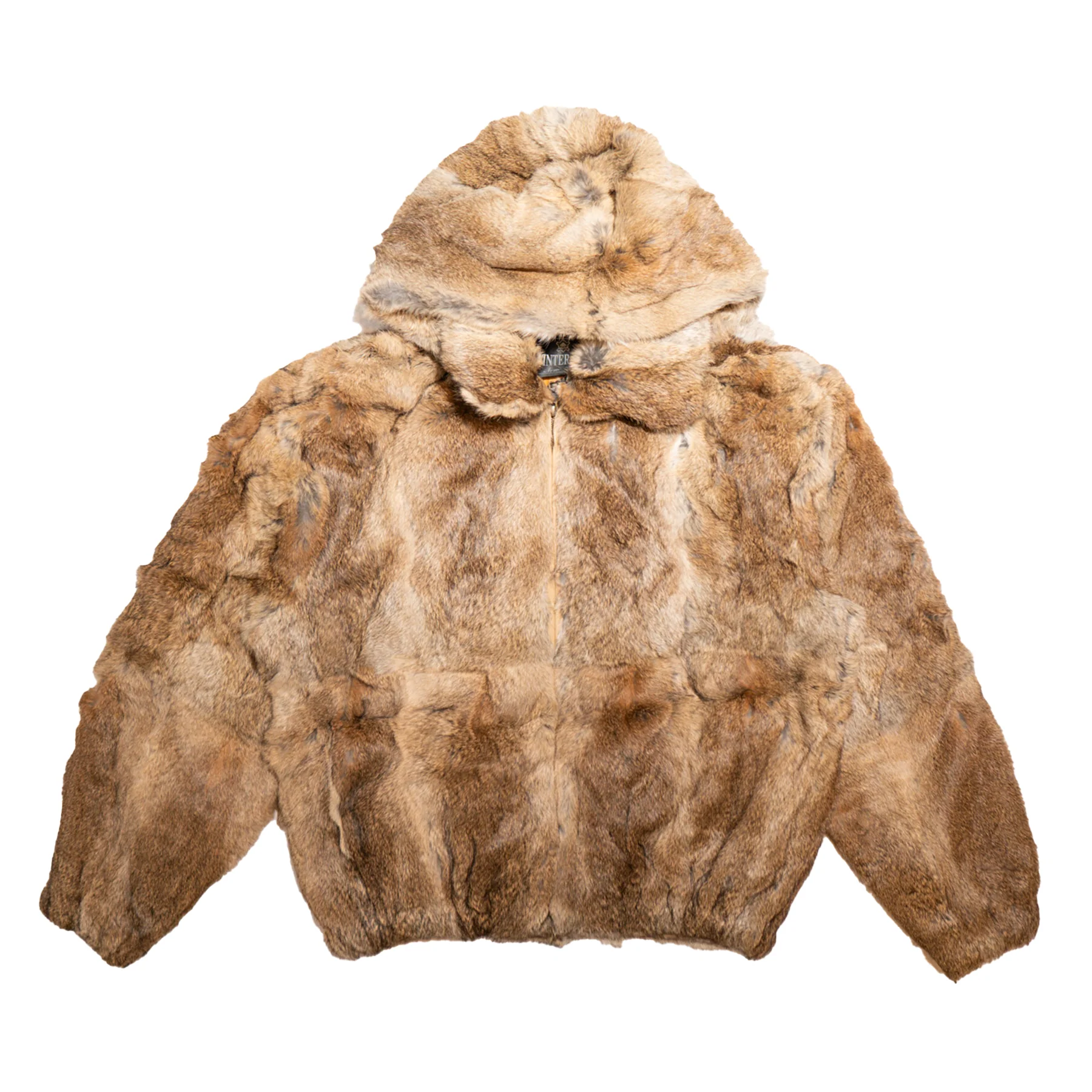 Kashani Men's Natural Rabbit Fur Hooded Bomber Jacket