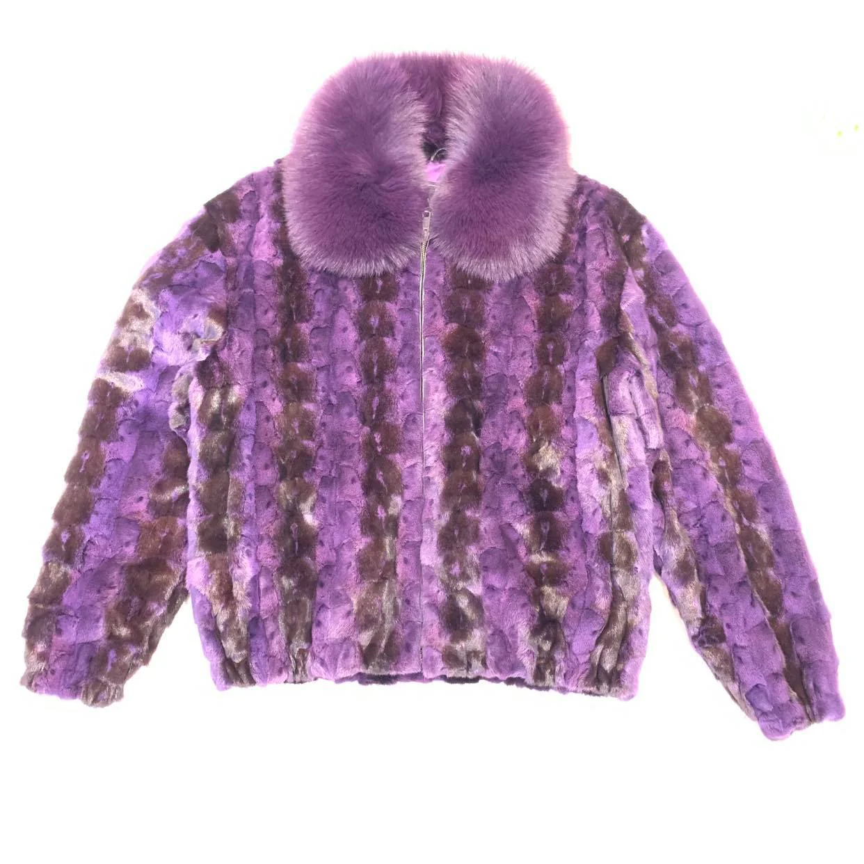 Kashani Men's Purple Diamond Cut Mink Fur Coat - Image 2
