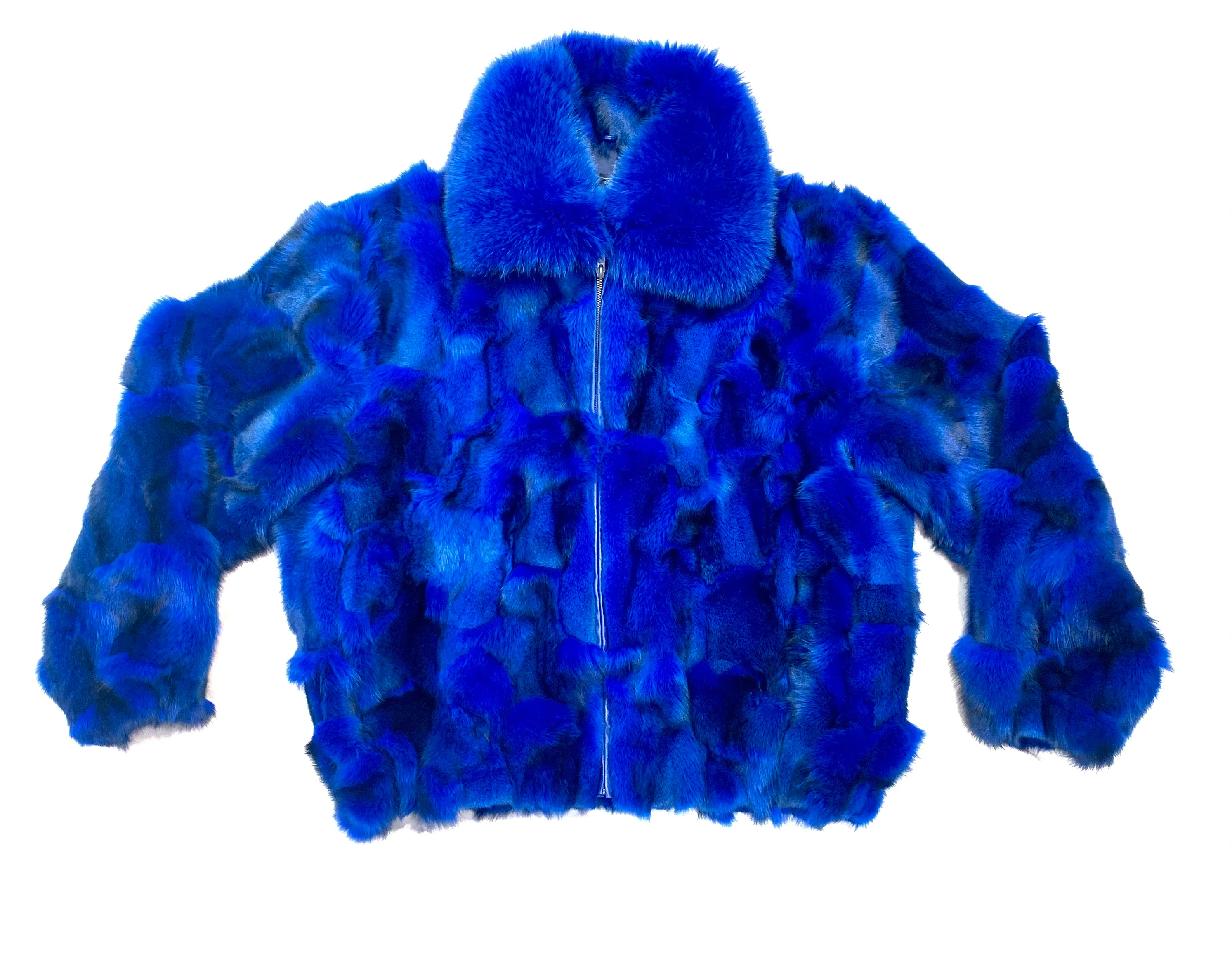 Kashani Men's Royal Blue Fox Fox Bomber Coat - Image 5