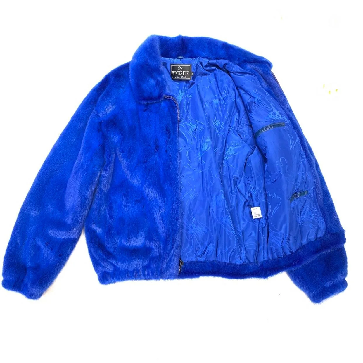 Kashani Men's Royal Blue Full Mink Fur Coat - Image 4