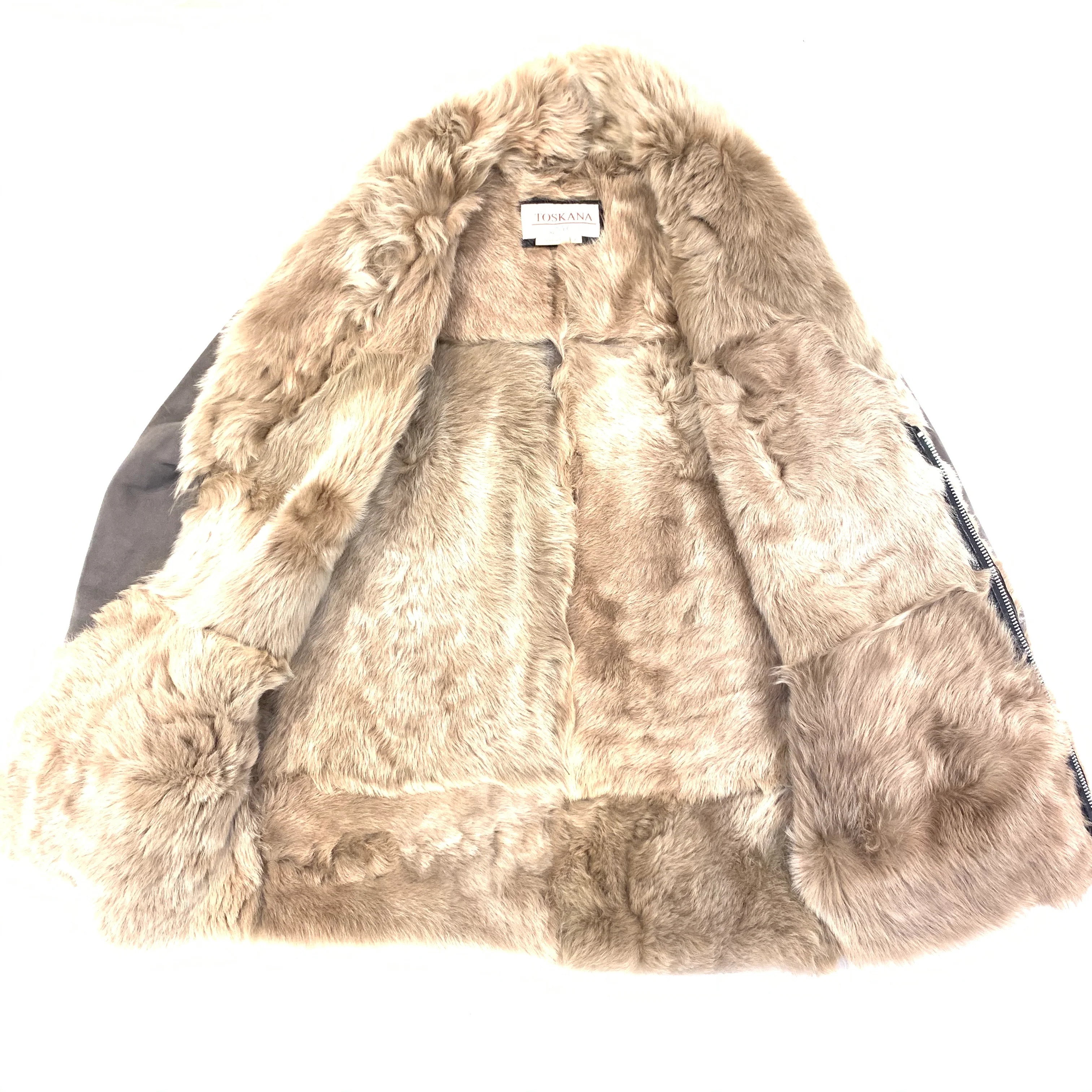 Kashani Men's Tan 3/4 Fox Hooded Shearling Coat - Image 4