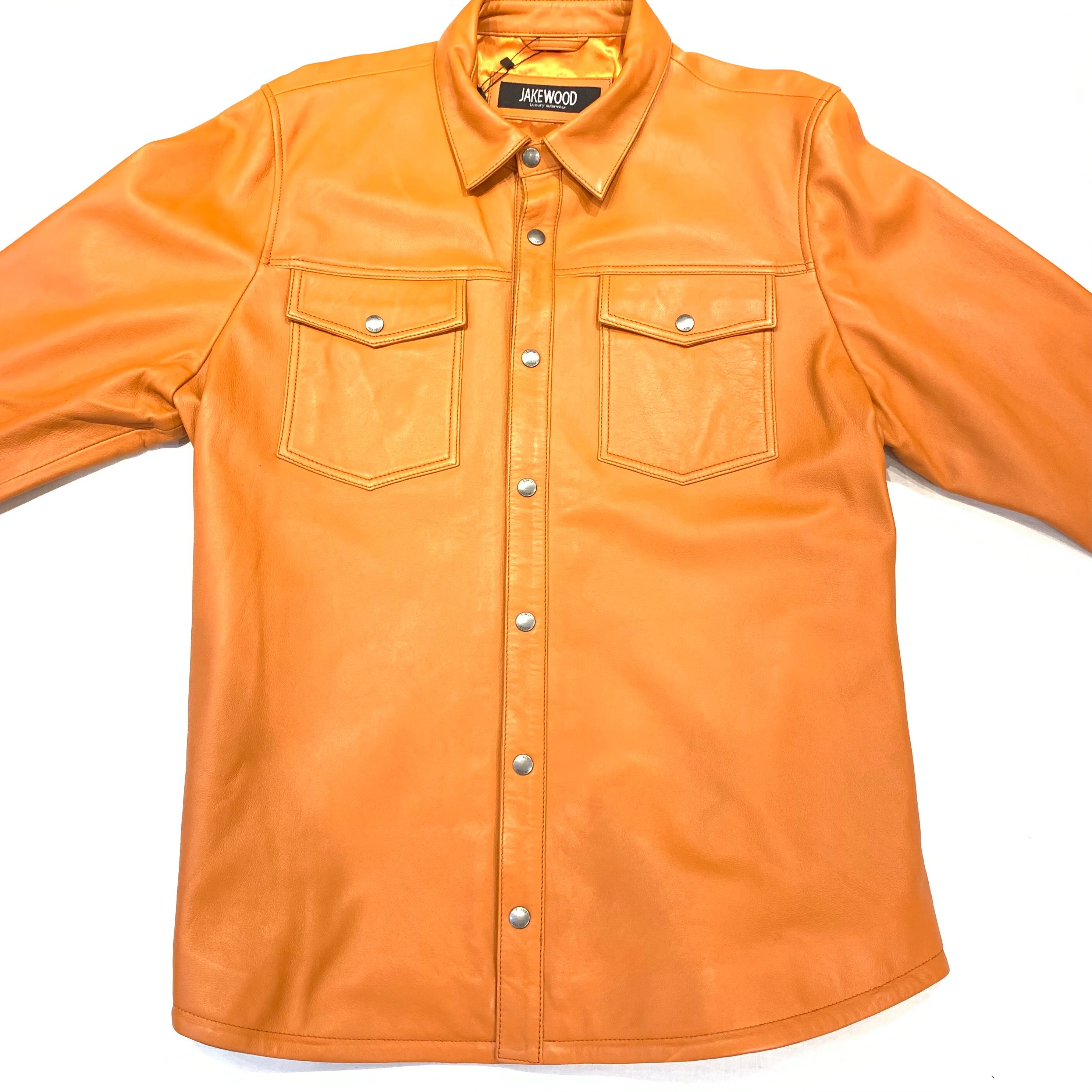 Kashani Men's Tangerine Lambskin Button-Up Shirt - Image 4