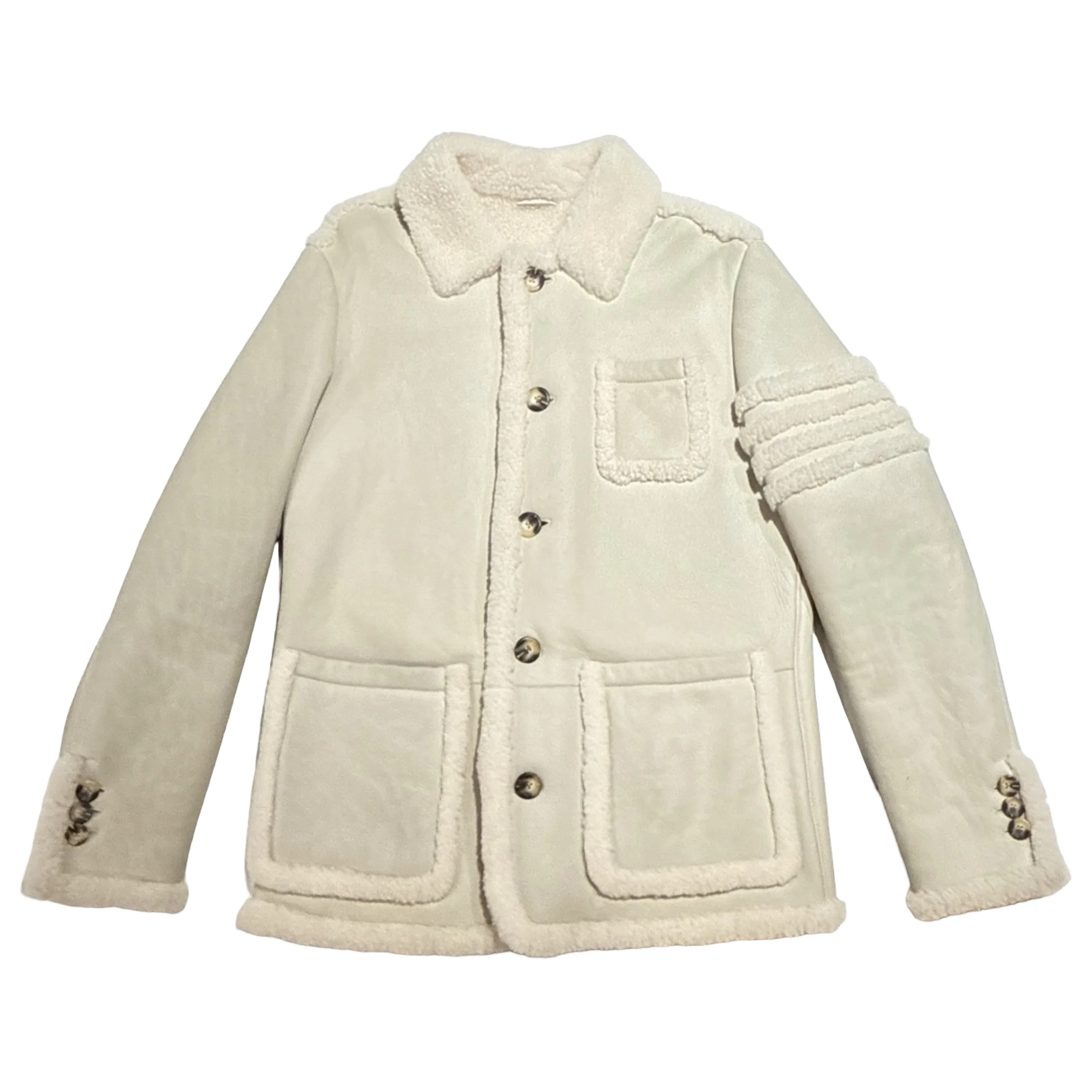 Kashani Men's White Outlined Shearling Coat