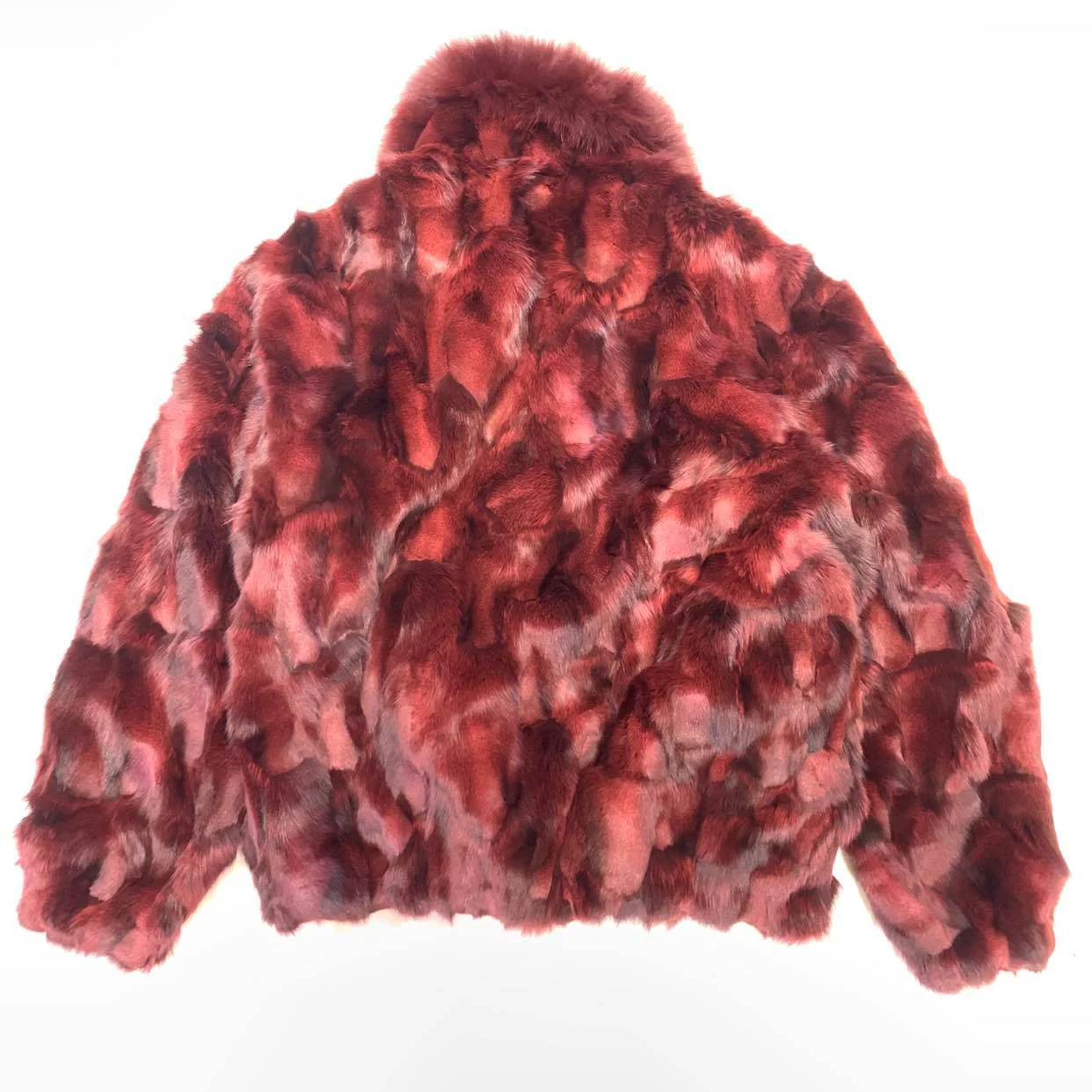 Kashani Men's Wine Diamond Cut Fox Fur Coat - Image 4