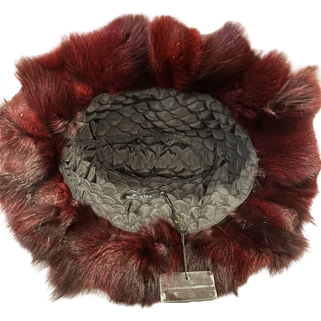 Kashani Men's Wine Red Fox Fur Top Hat - Image 4