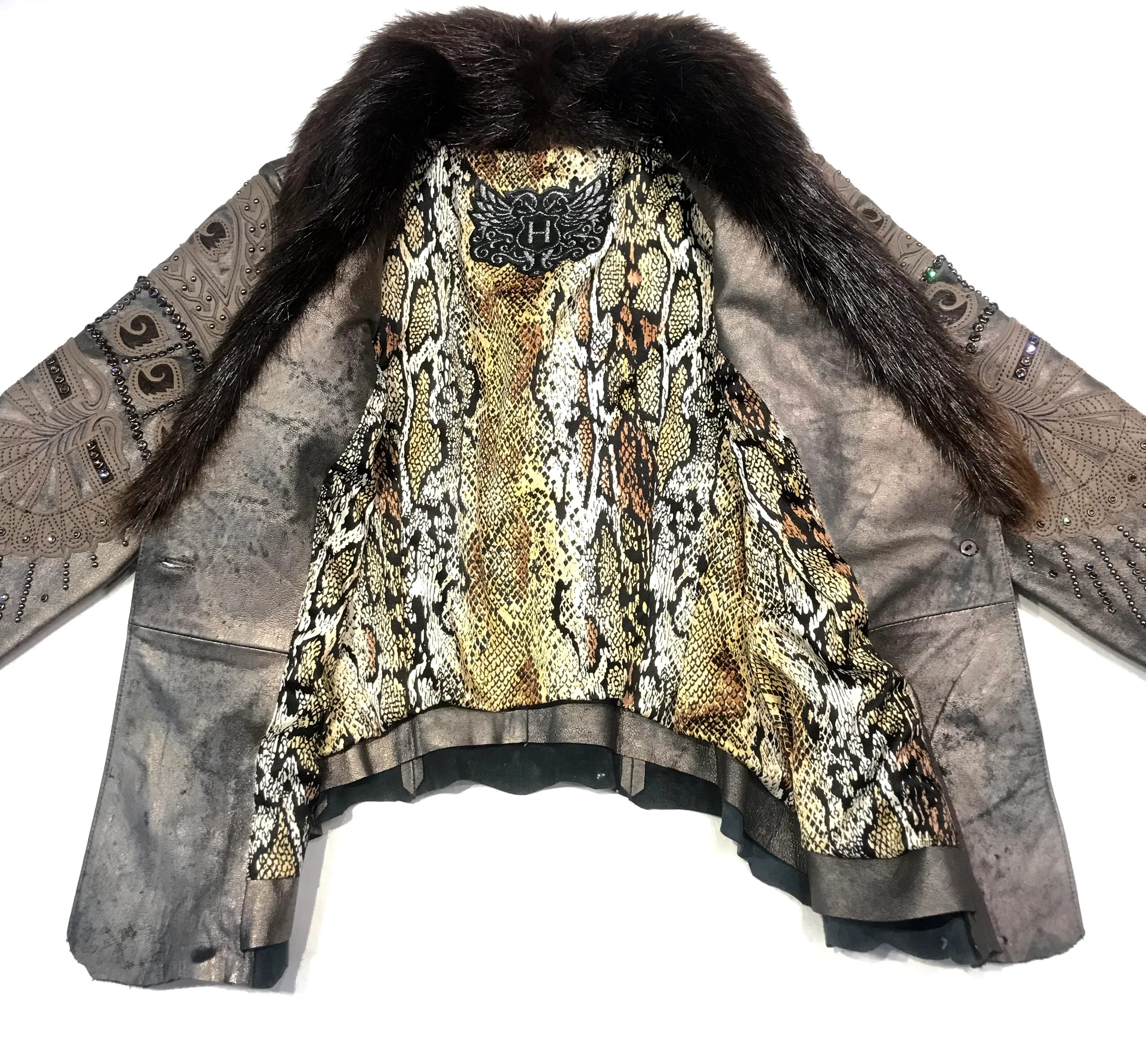 Kashani Mink Aztec Swarovski Crystal Jacket - Image 6