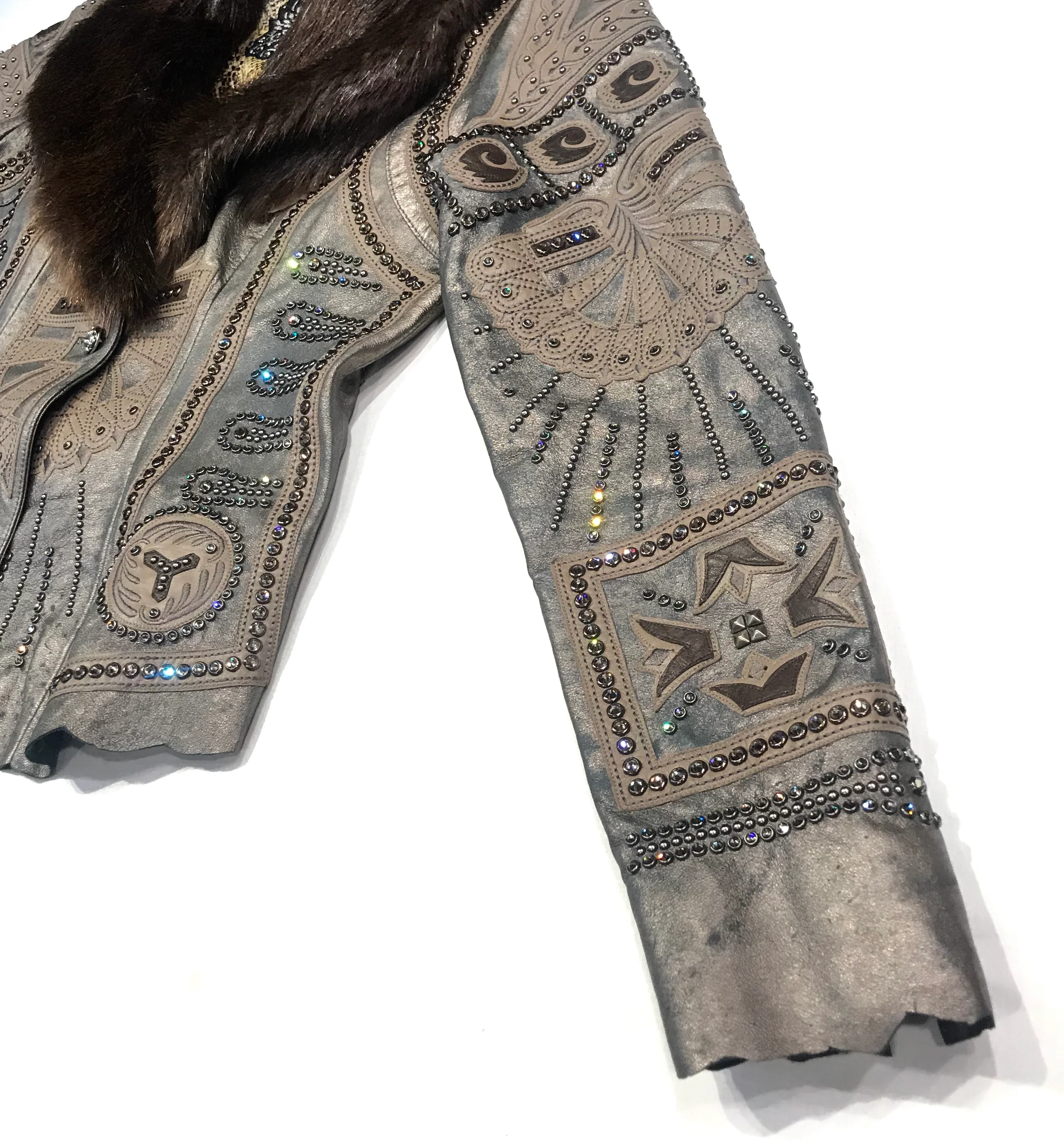 Kashani Mink Aztec Swarovski Crystal Jacket - Image 8