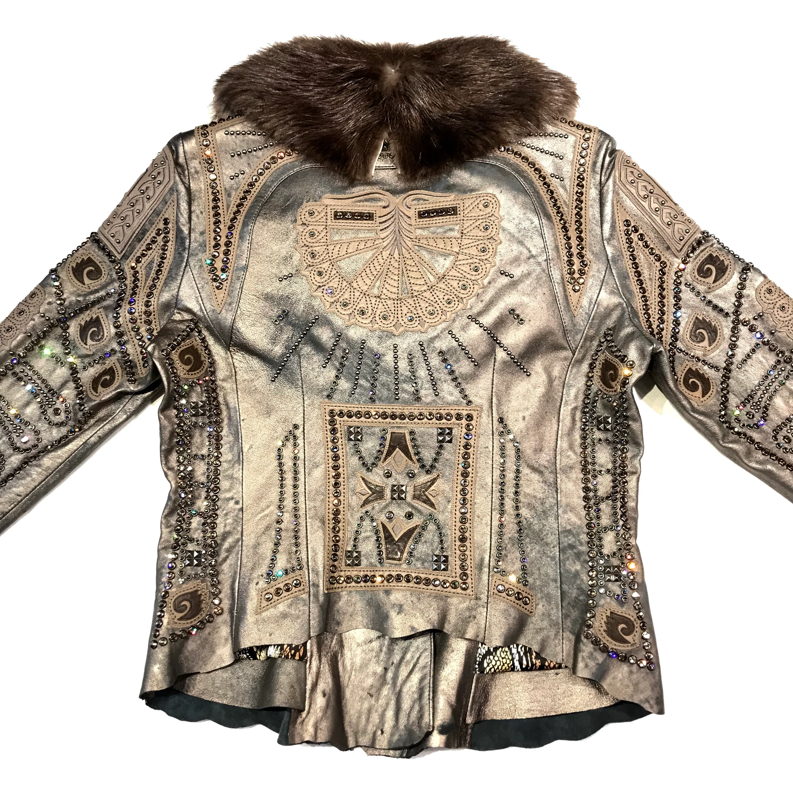 Kashani Mink Aztec Swarovski Crystal Jacket - Image 9