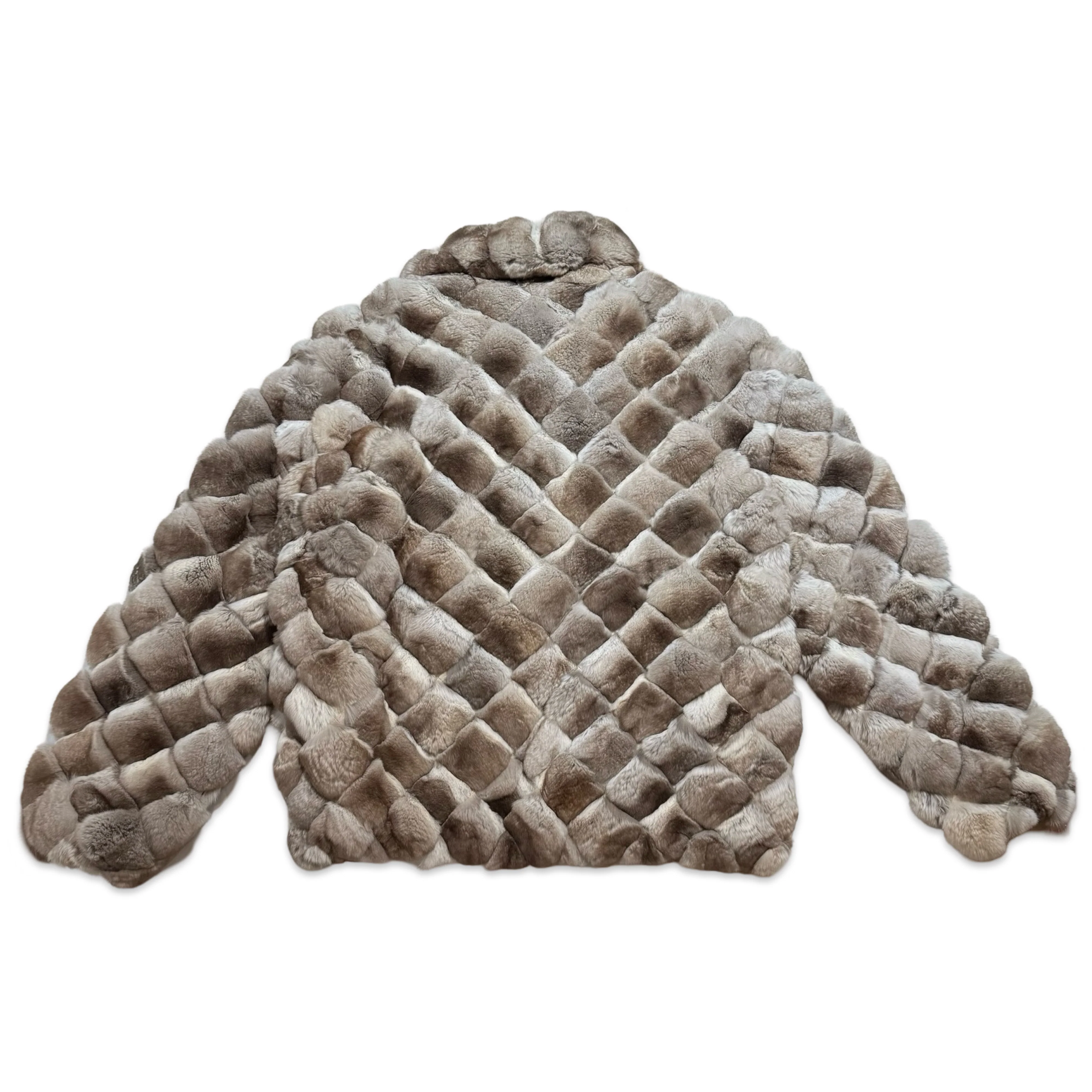 Kashani Natural Diamond Cut Pastel Chinchilla Bomber Jacket - Image 3