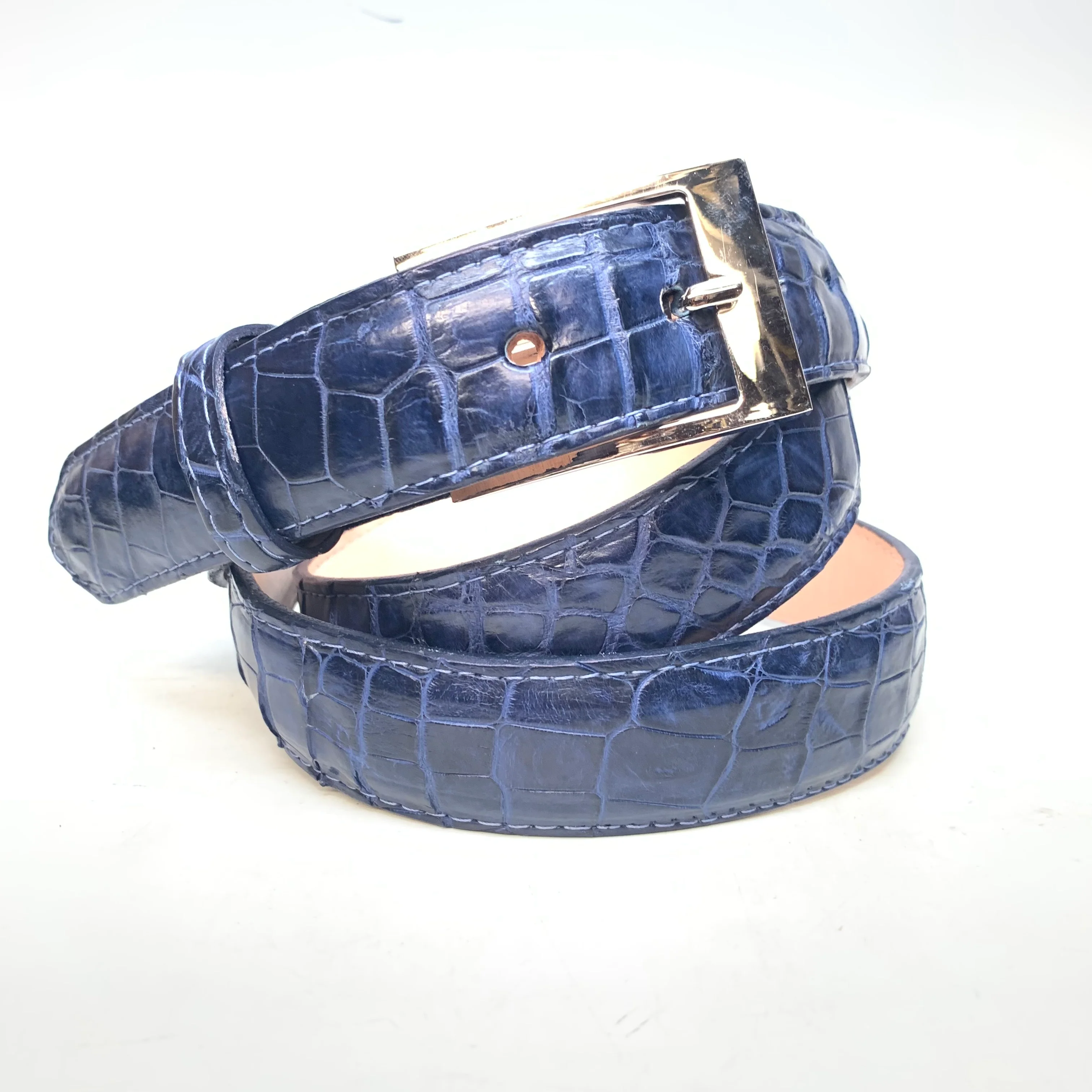 Kashani Navy Alligator Body Belt