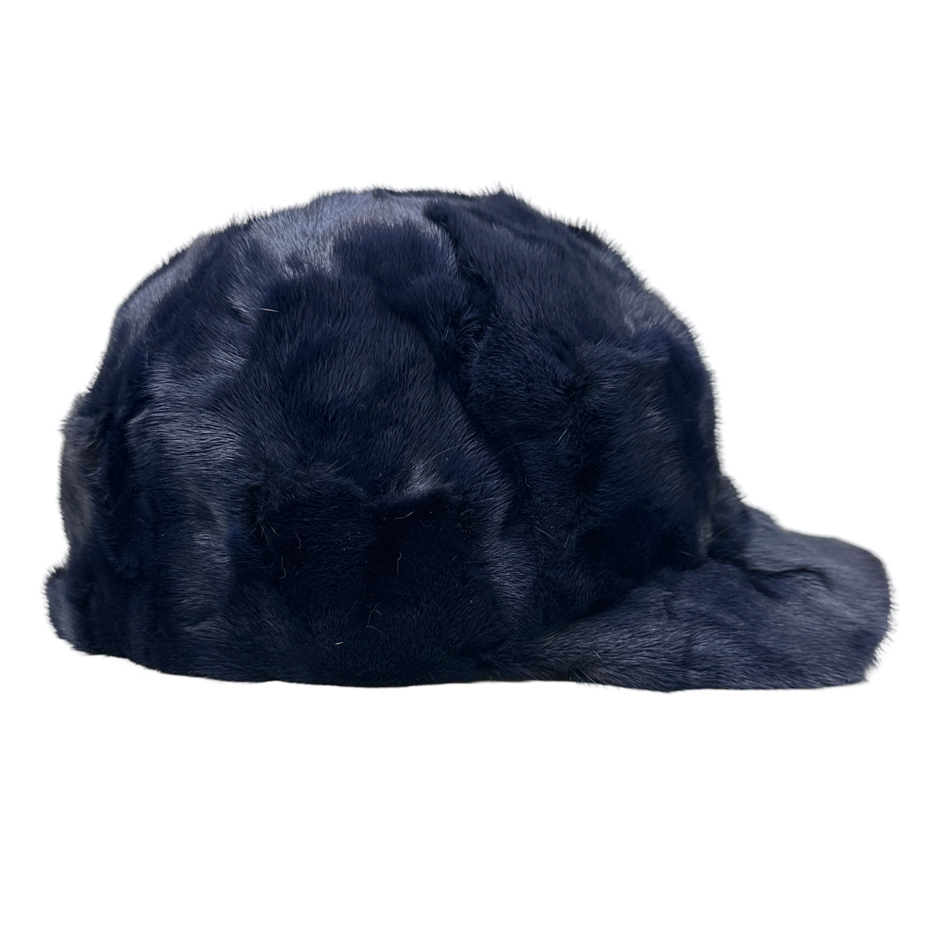 Kashani Navy Blue Diamond Cut Mink Baseball Hat - Image 3