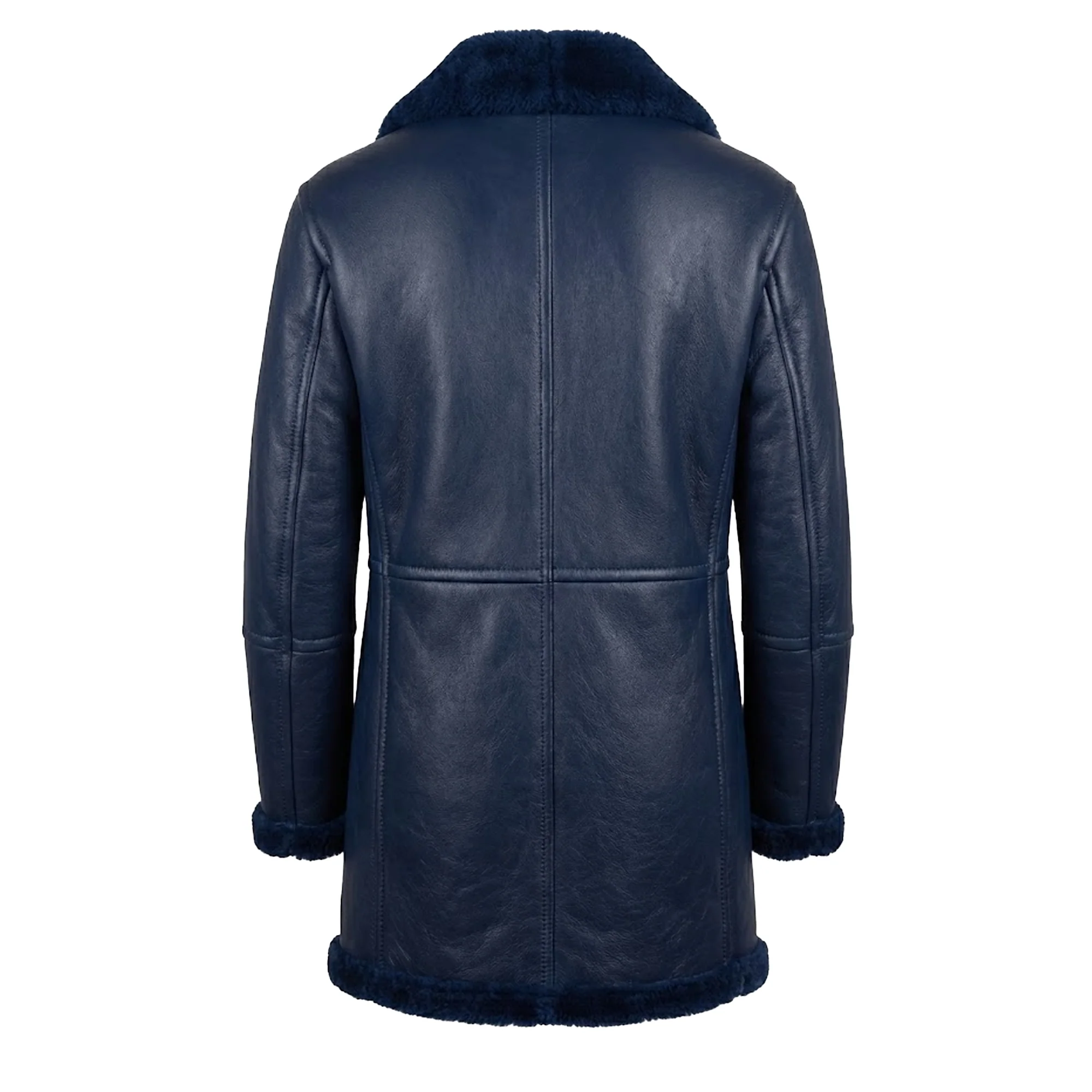 Kashani Navy Blue Double Breasted 3/4 Shearling - Image 2