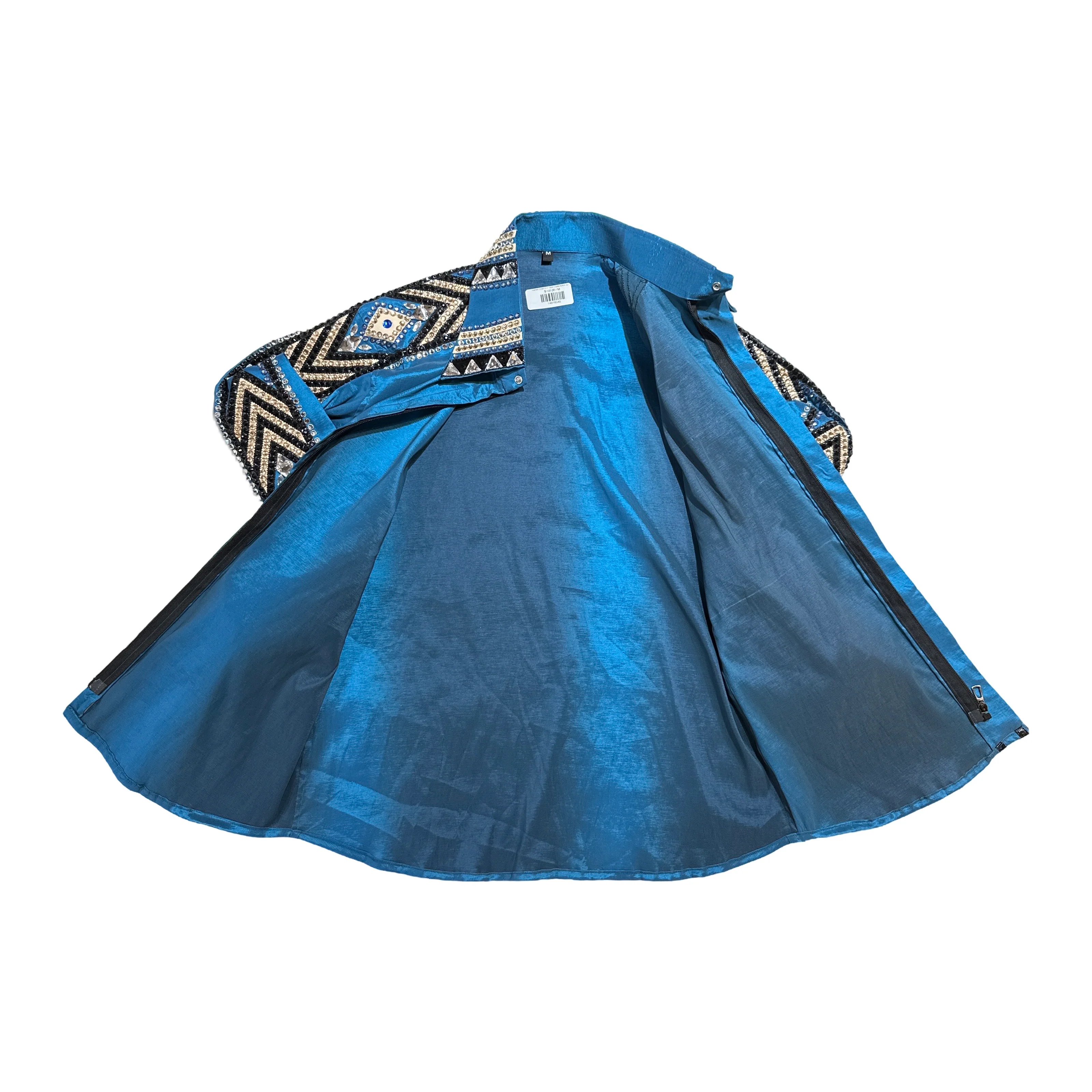Kashani Ocean Blue Hyper Crystal Button-Up Zip Shirt - Image 2