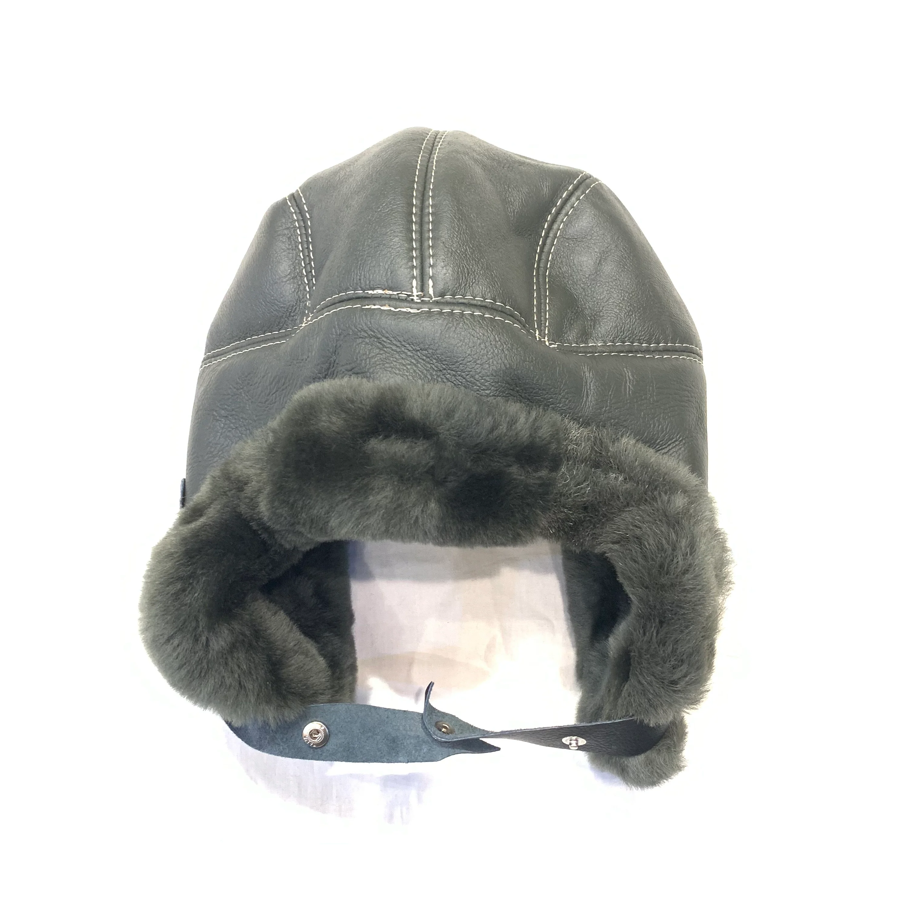 Kashani Olive Green Shearling Aviator Hat - Image 4