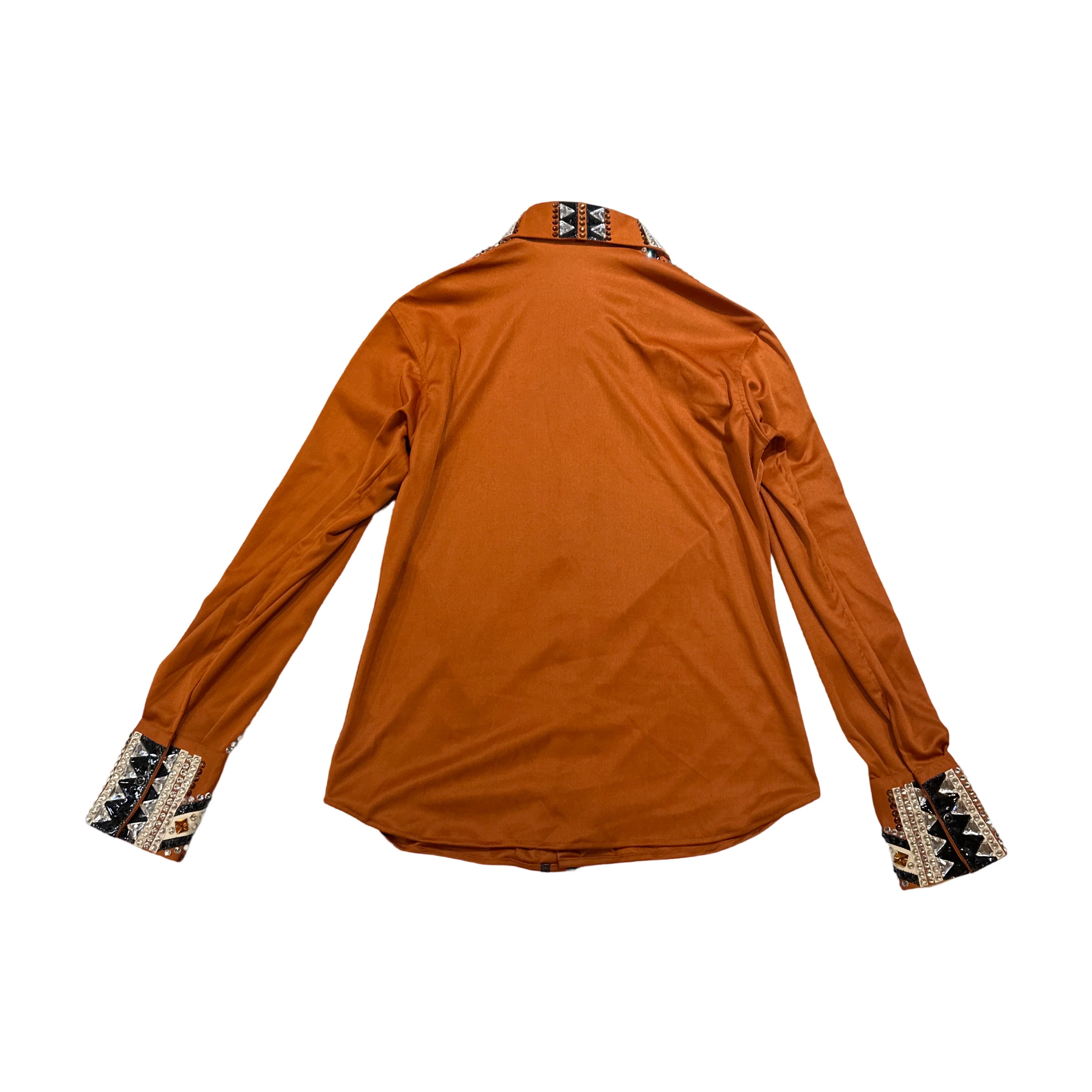 Kashani Orange Squash Hyper Crystal Button-Up Zip Shirt - Image 3