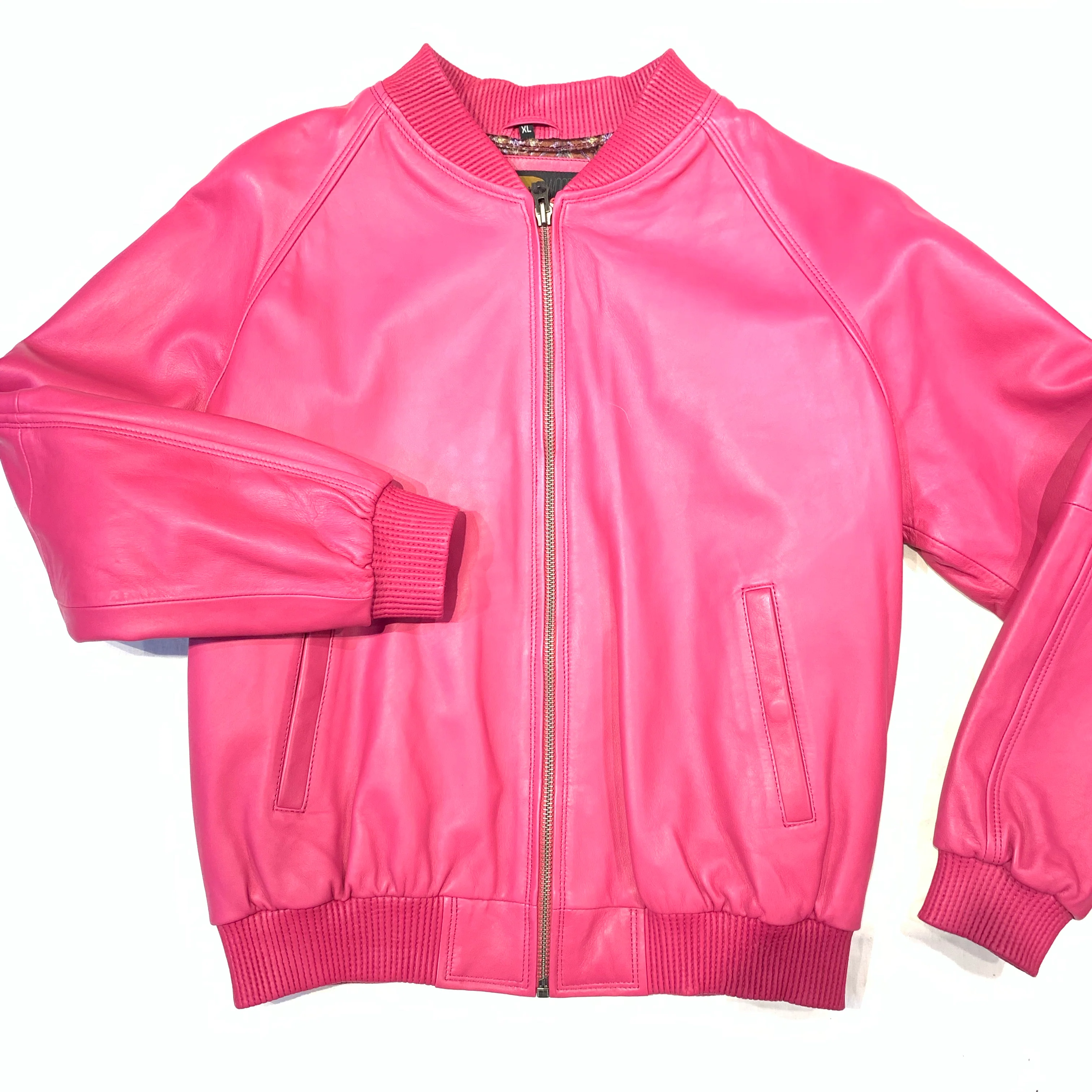 Kashani Pink Lambskin MA-1 Bomber Jacket - Image 2