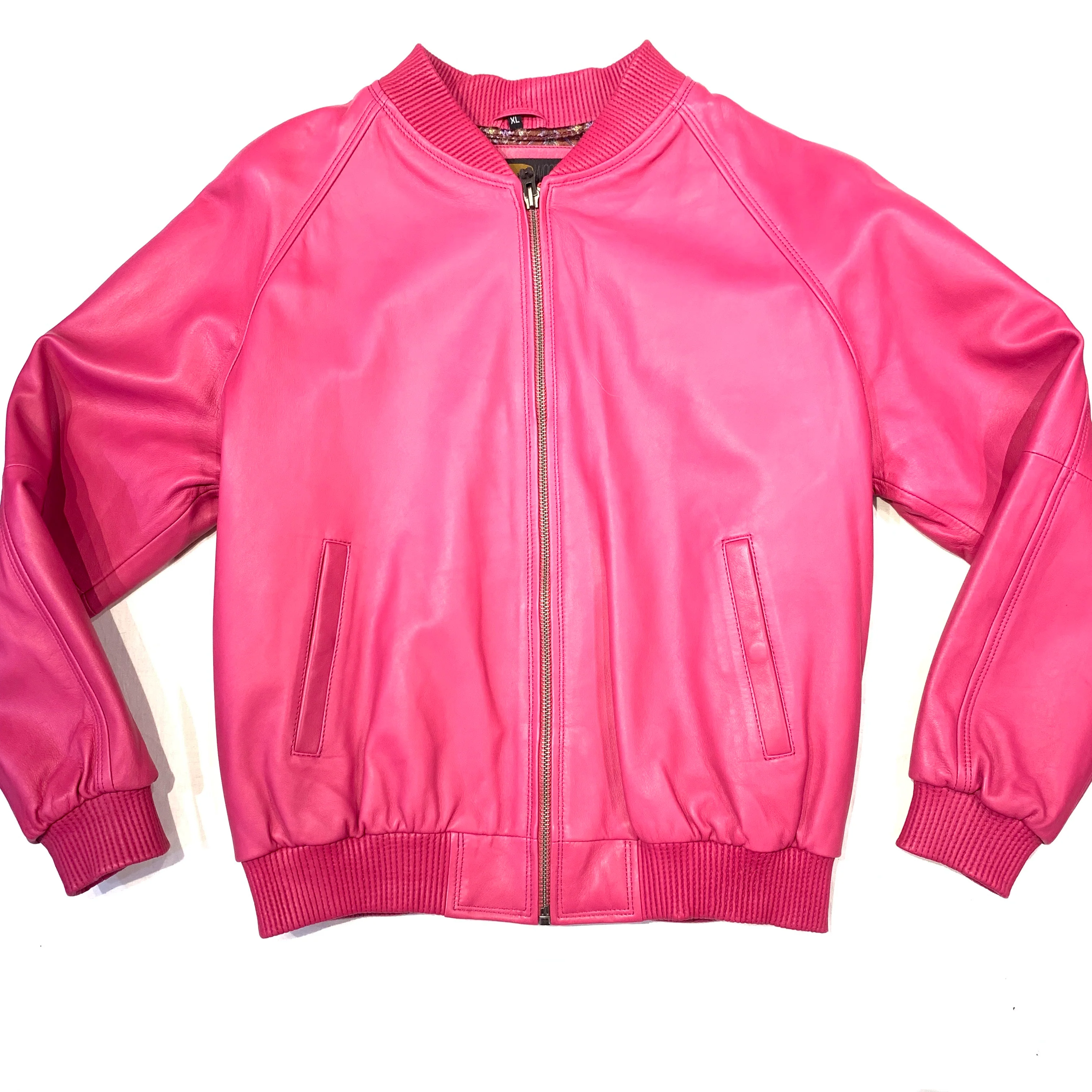 Kashani Pink Lambskin MA-1 Bomber Jacket - Image 3