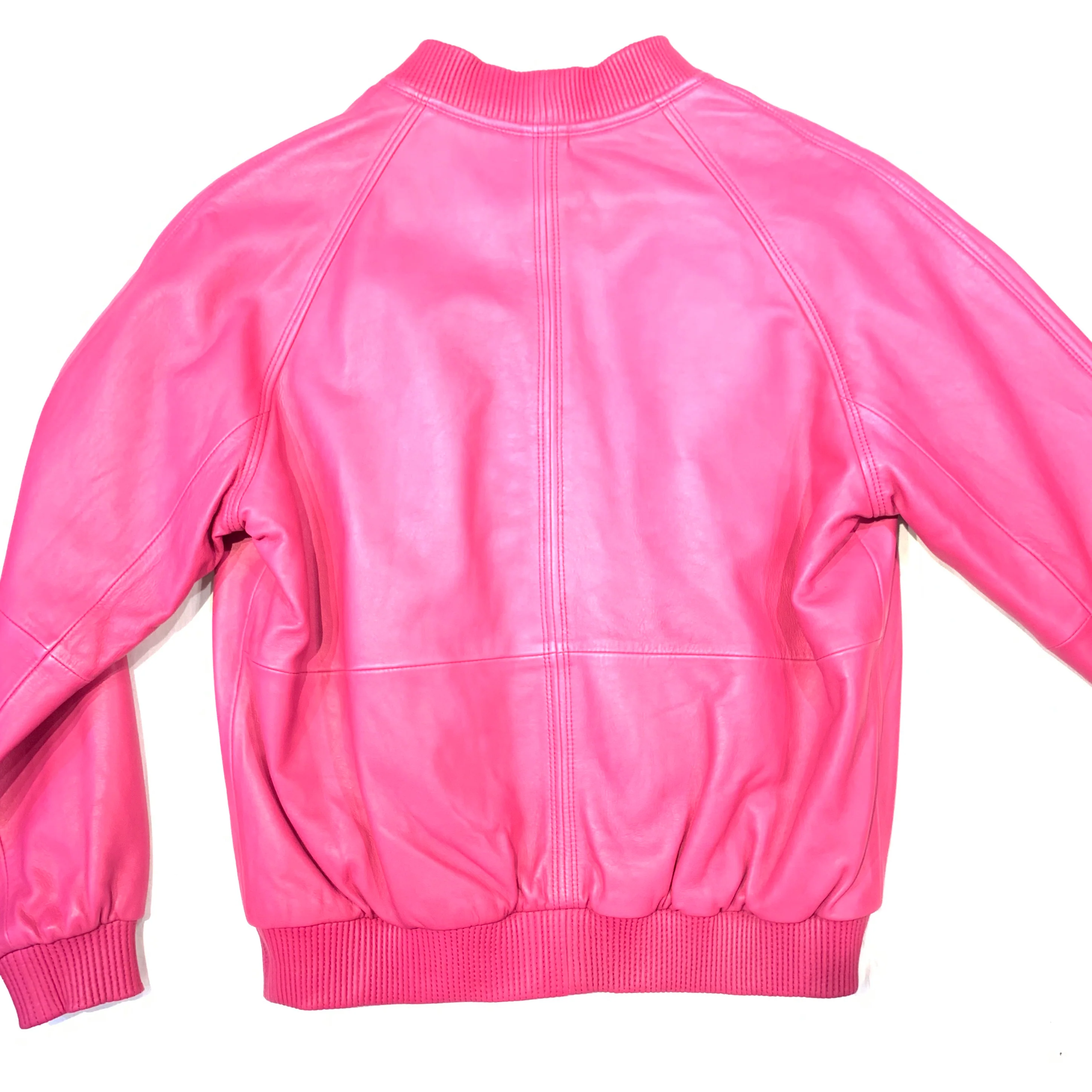 Kashani Pink Lambskin MA-1 Bomber Jacket - Image 5