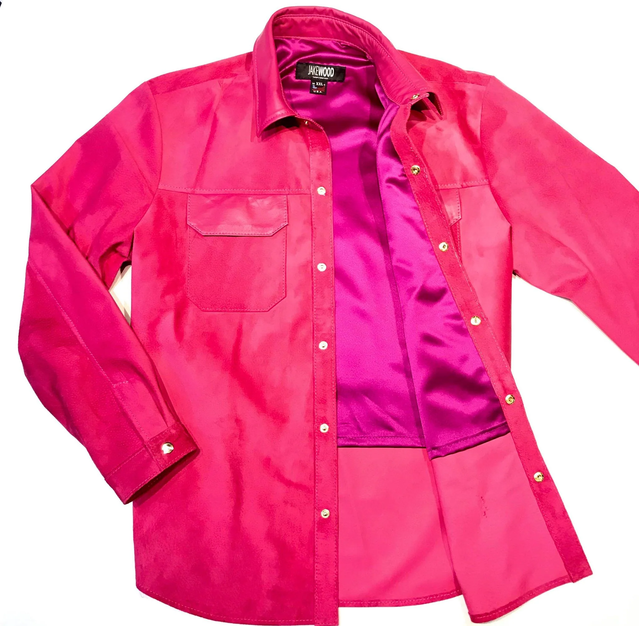 Kashani Pink Suede Button Up Shirt - Image 5