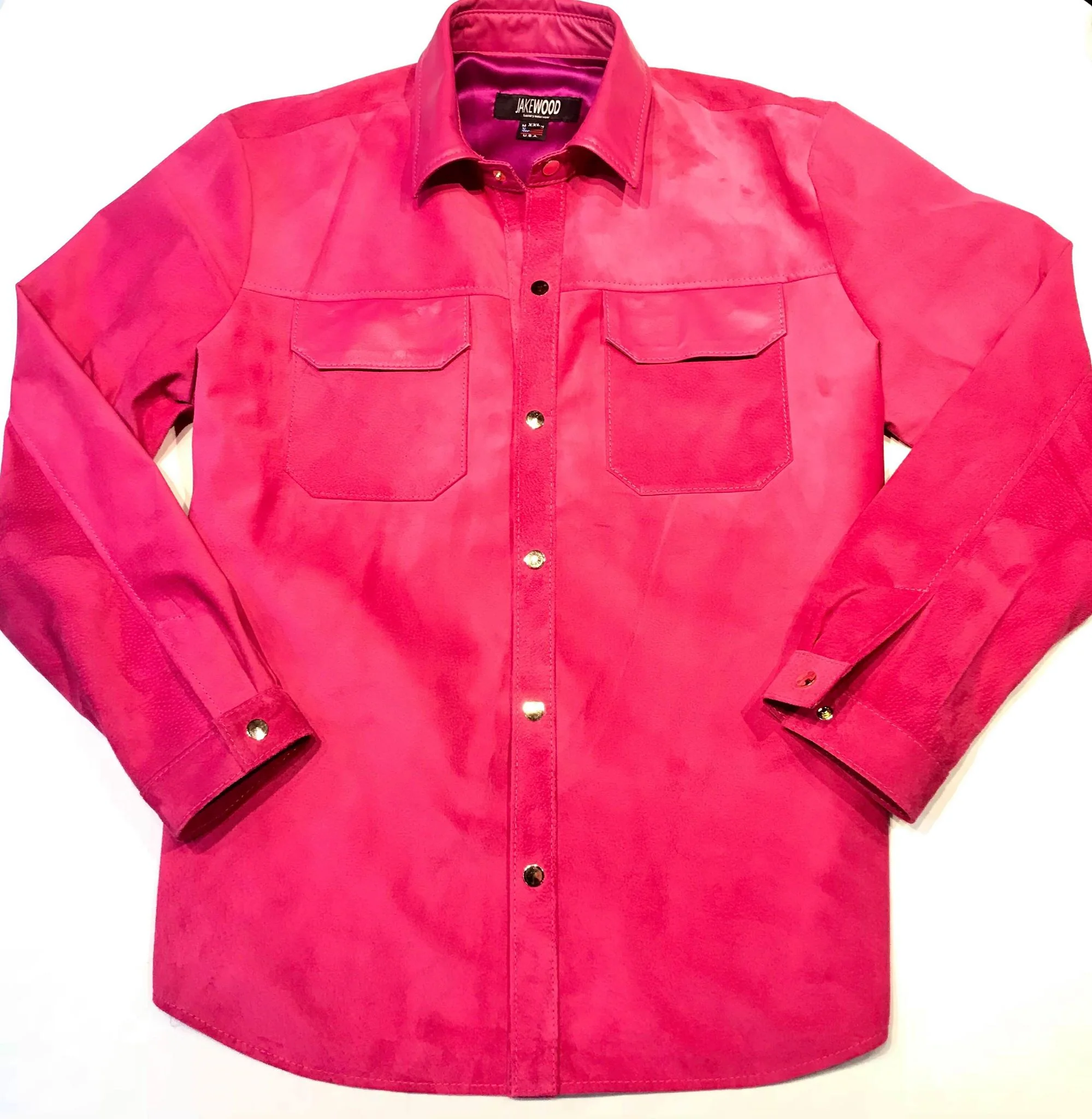 Kashani Pink Suede Button Up Shirt - Image 7