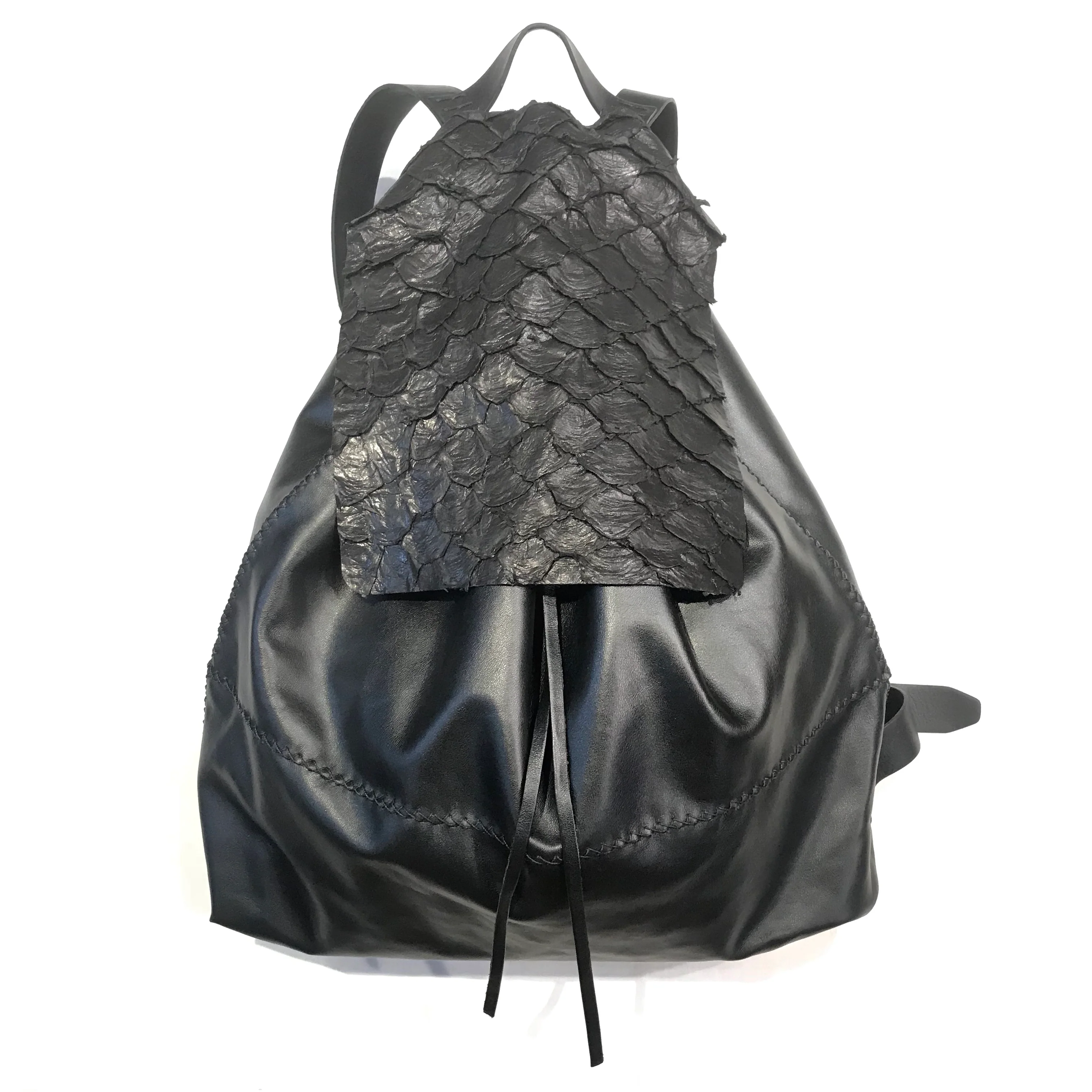 Kashani Pirarucu Fish Black Knapsack Bag