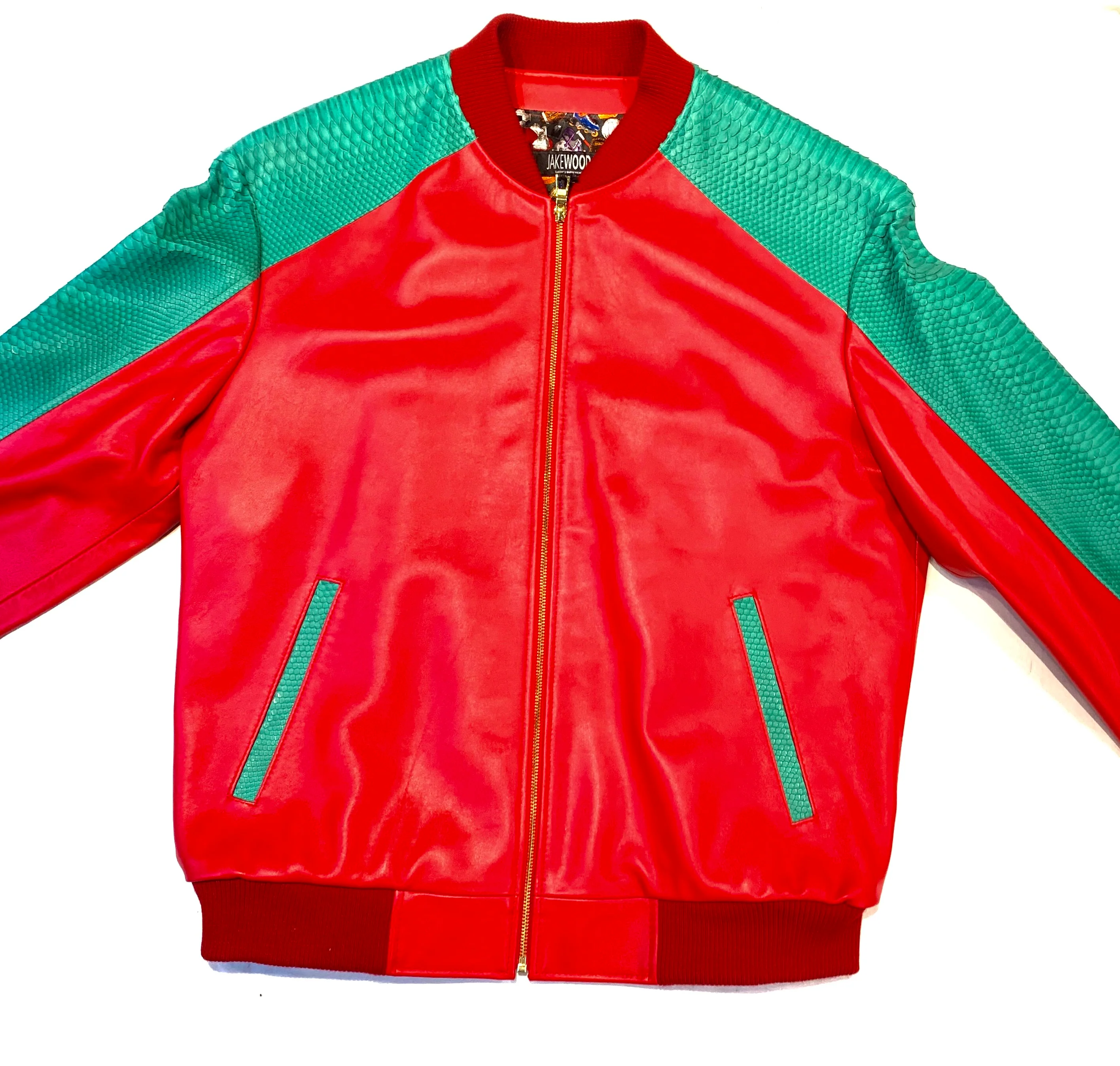 Kashani Python Red Green Bomber Jacket - Image 3