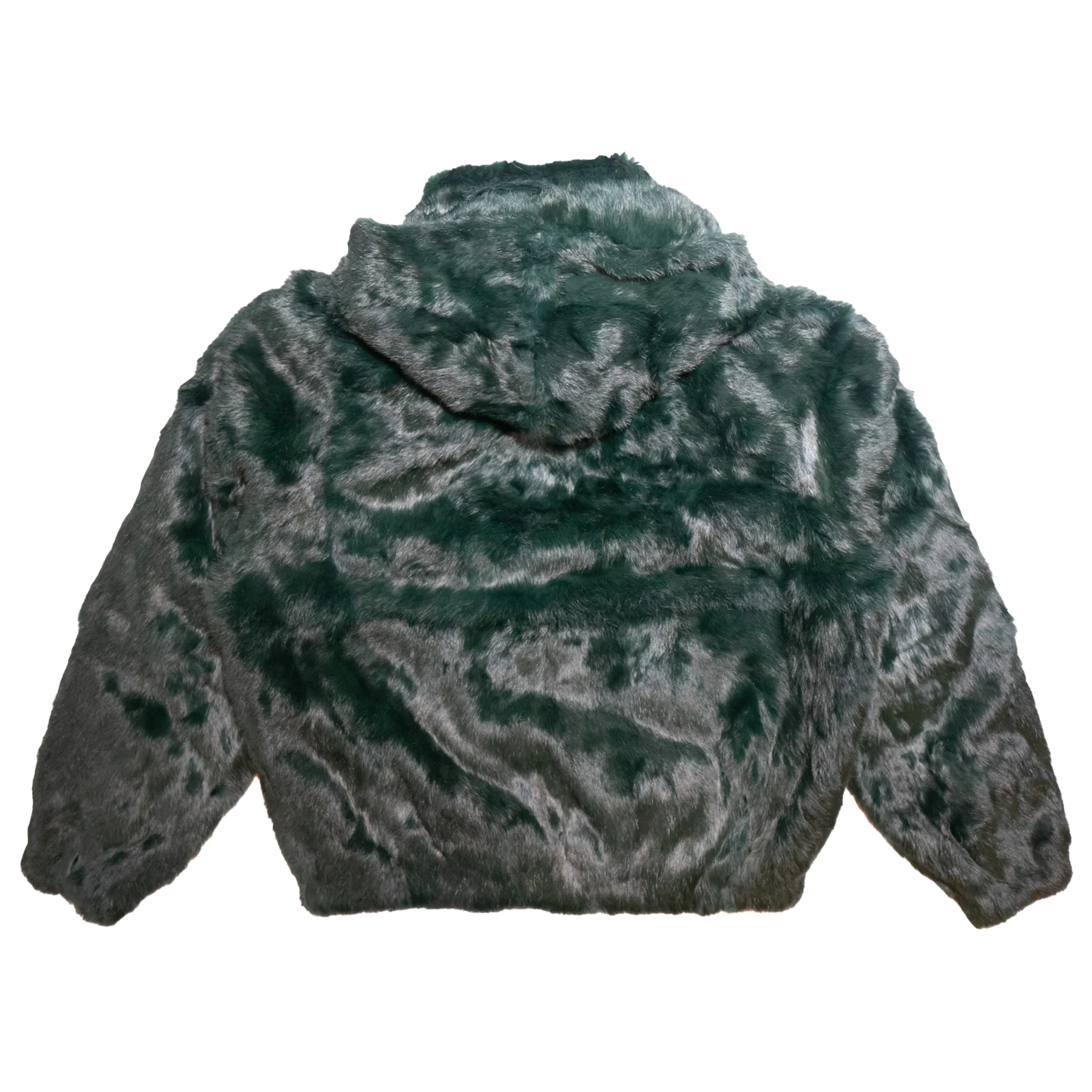 Kashani Men's Olive Green Rabbit Fur Hooded Bomber Jacket - Image 3