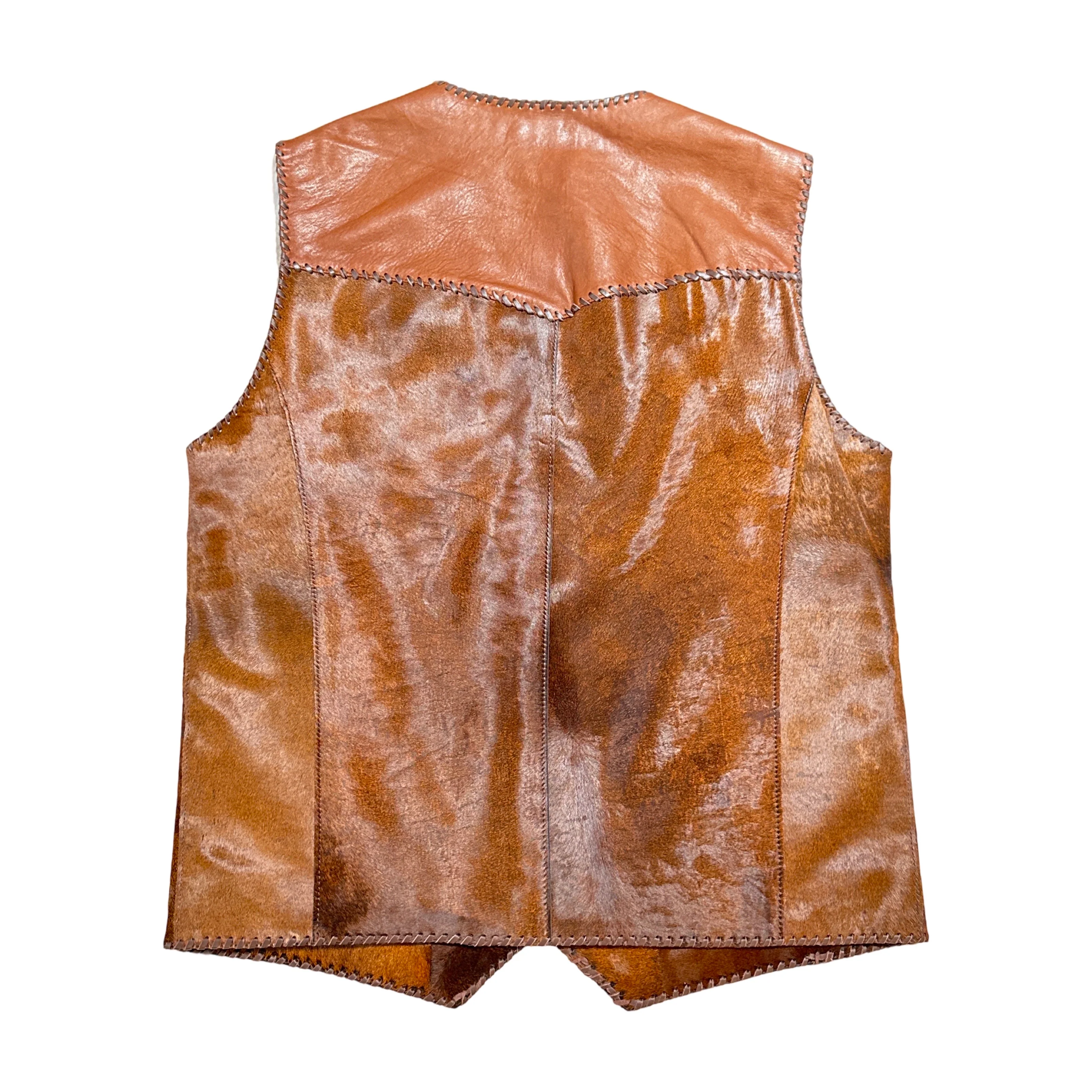 Kashani Rustic Cognac Cavallino Pony Hair Hand Woven Vest - Image 3