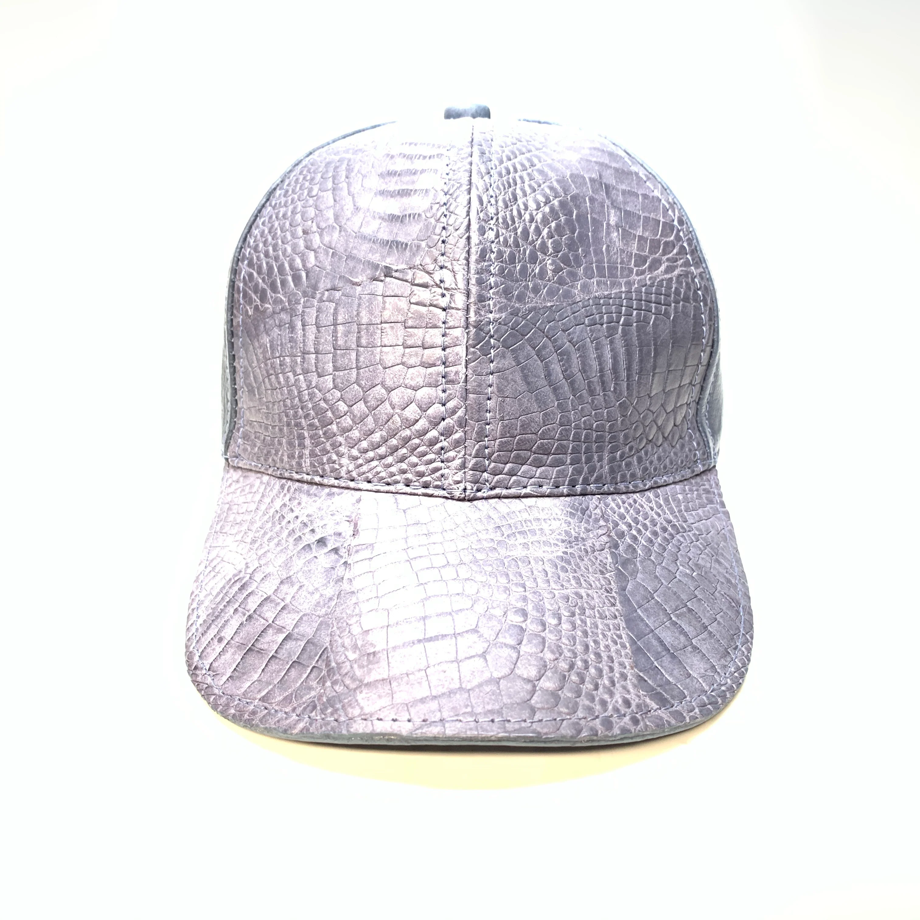 Kashani Smoke Navy Alligator & Ostrich Quill StrapBack Hat - Image 2