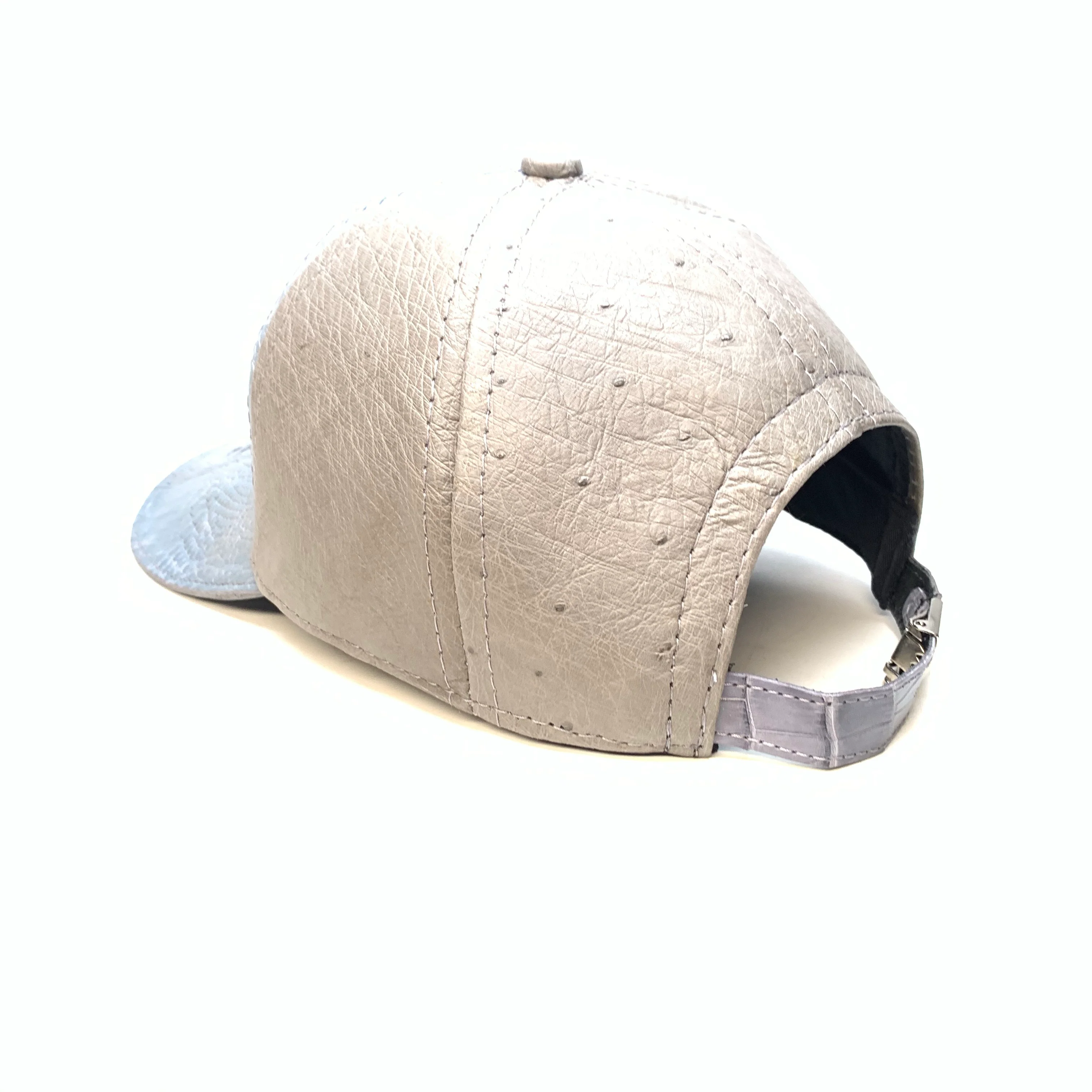 Kashani Cloud Blue Grey Alligator & Ostrich Quill StrapBack Hat - Image 3