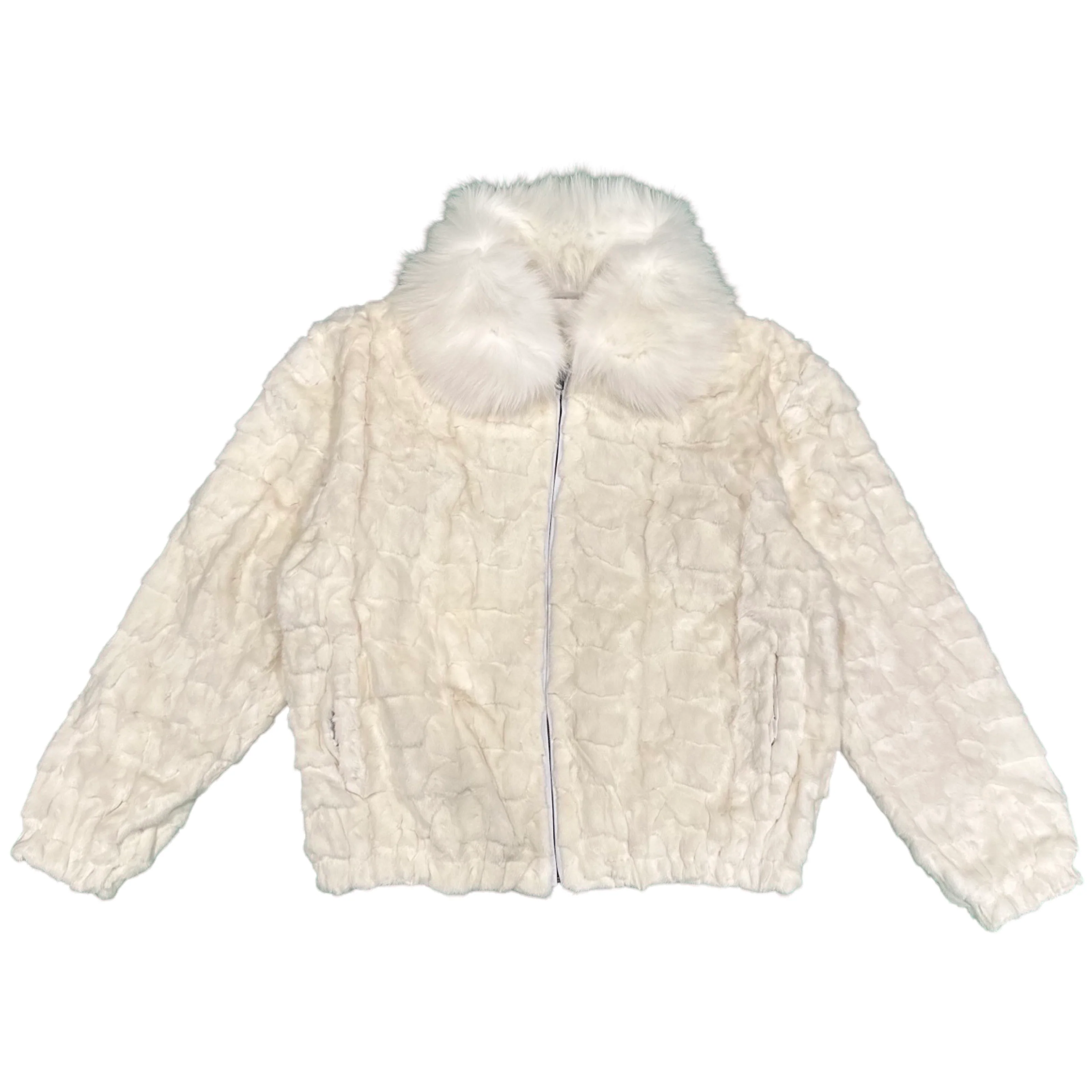 Kashani White Diamond Cut Mink Fur Coat