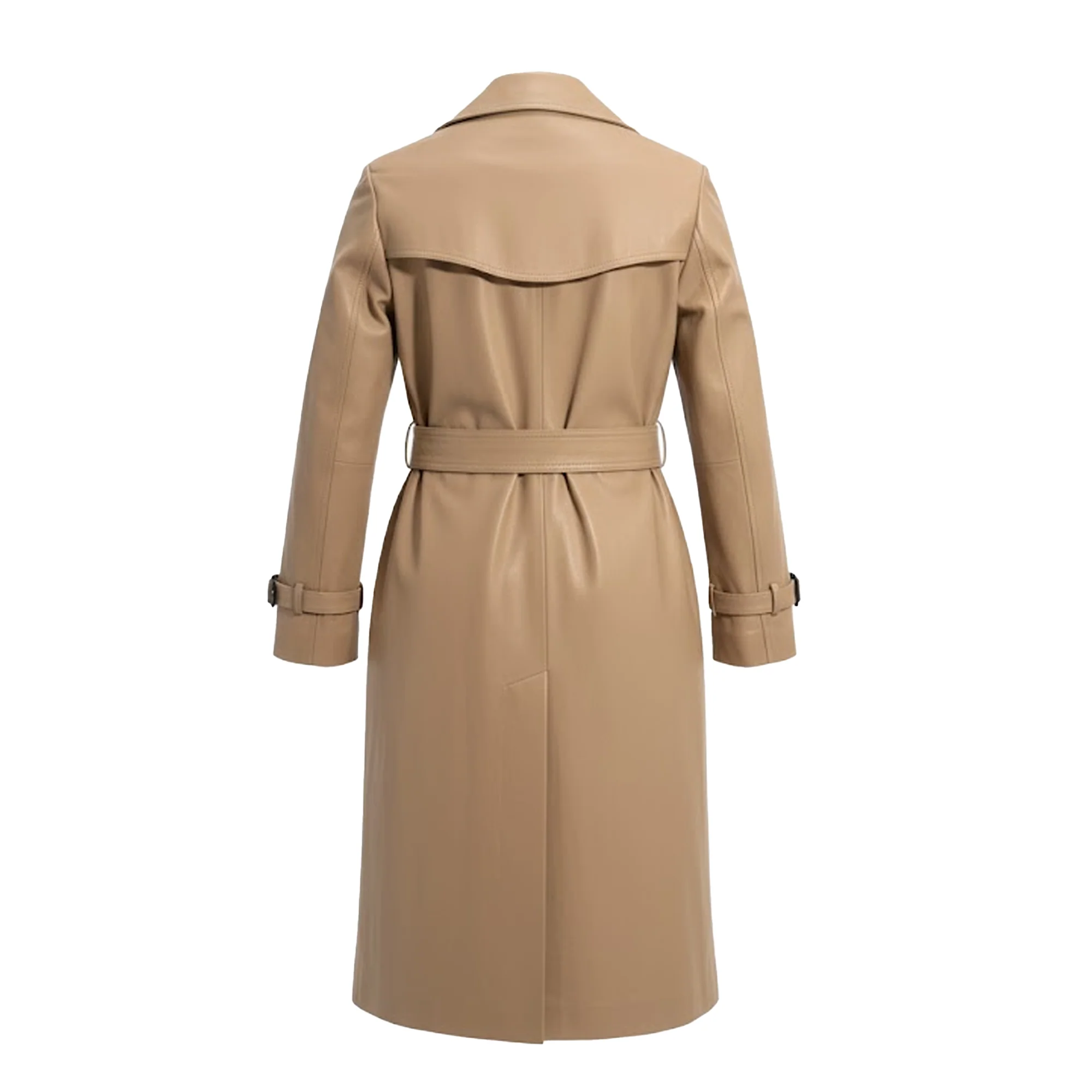 Kashani Women's Beige Lambskin Leather Trench Coat - Image 2