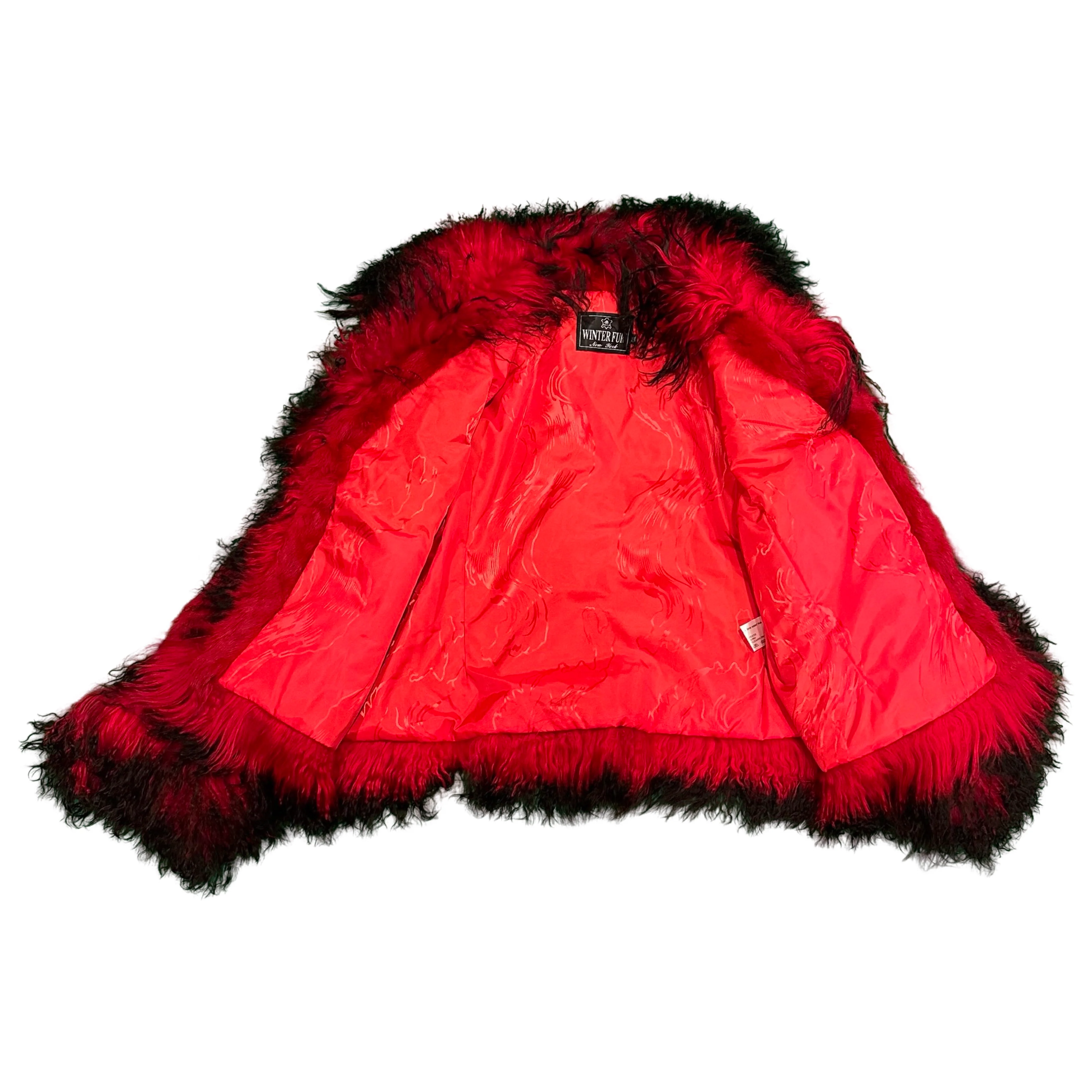 Kashani Women's Black / Red Rabbit / Mongolian Lamb Fur Jacket - Image 3