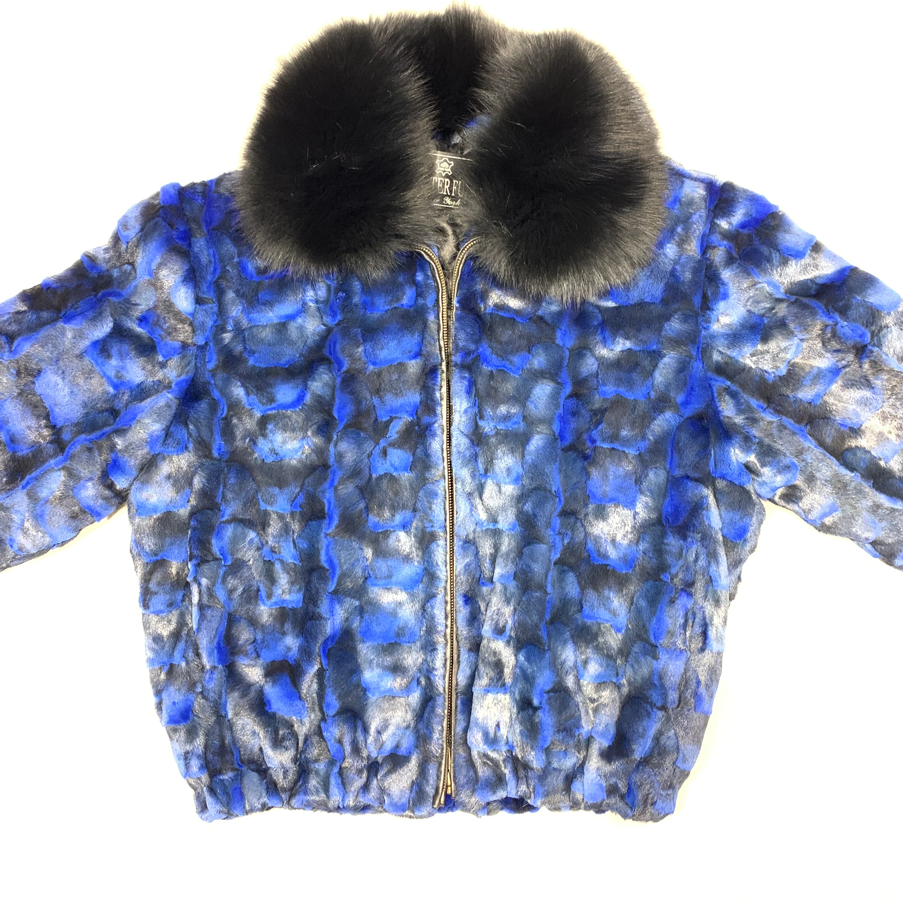 Kashani Women's Blue Diamond Cut Mink Fur Coat - Image 2
