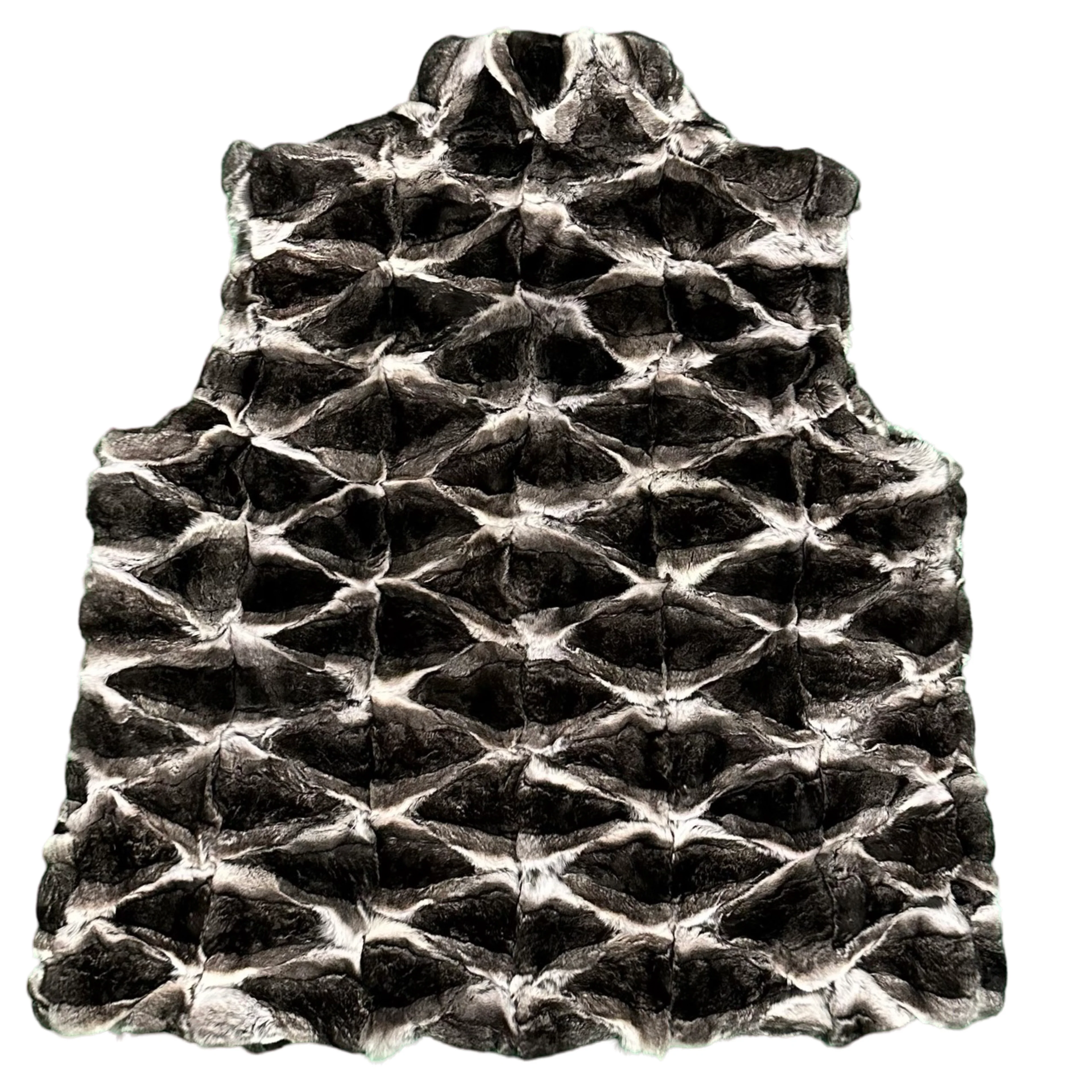 Kashani Women's Full Diamond Cut Chinchilla Fur Vest - Image 3