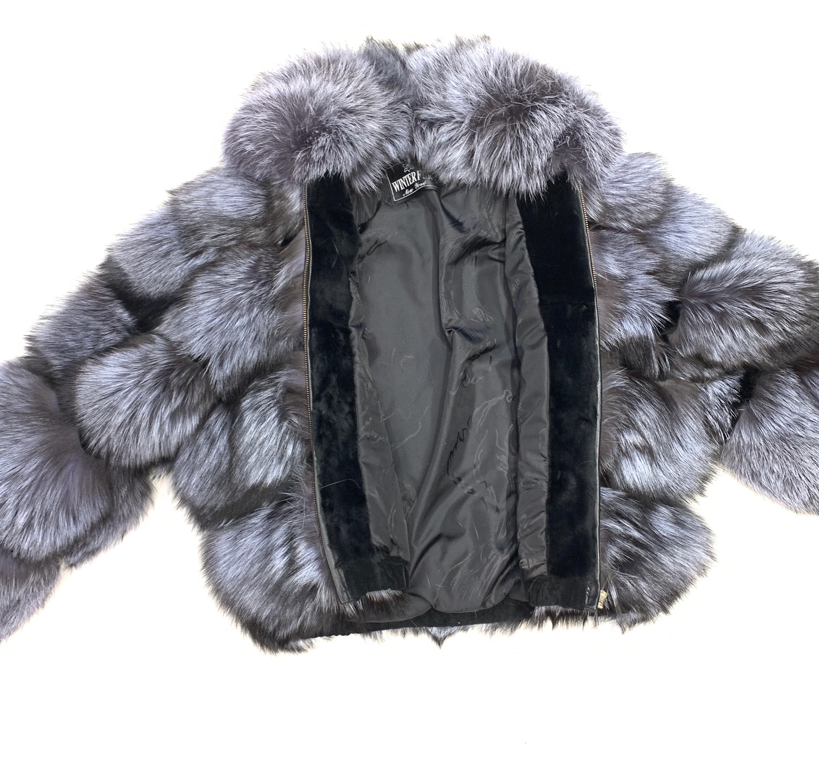 Kashani Women's Grey Spliced Fox Fur Coat - Image 4